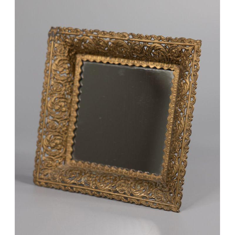Miroir de table de coiffeuse doré Art Nouveau du 19ème siècle Bon état à Pearland, TX