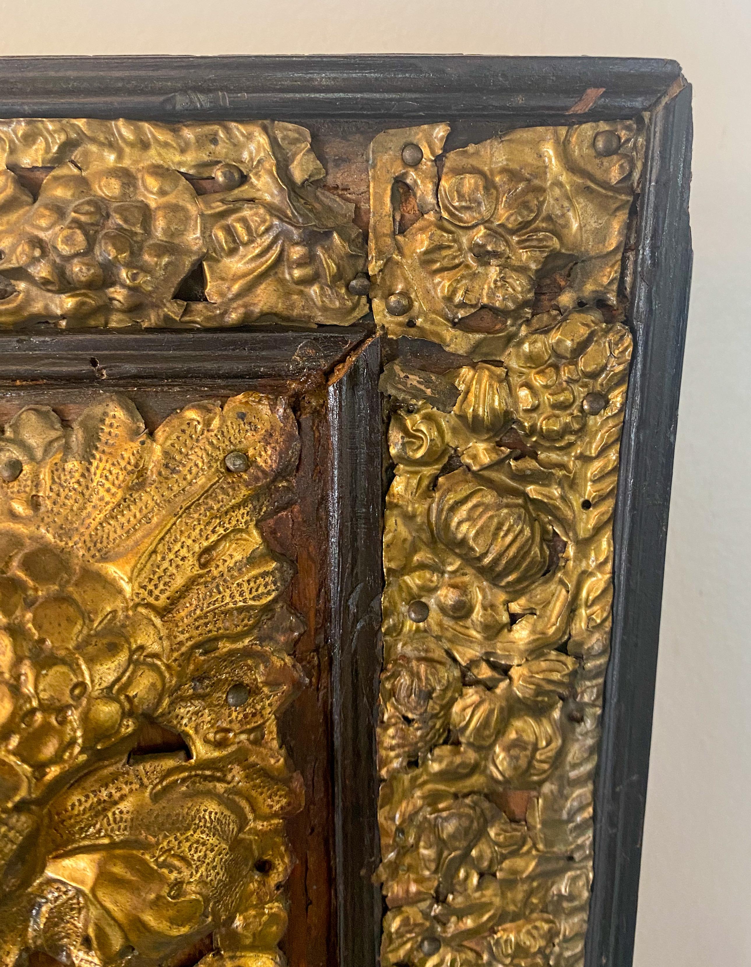 19th Century Art Nouveau Gold Foil on Wood Mantel or Wall Mirror 3