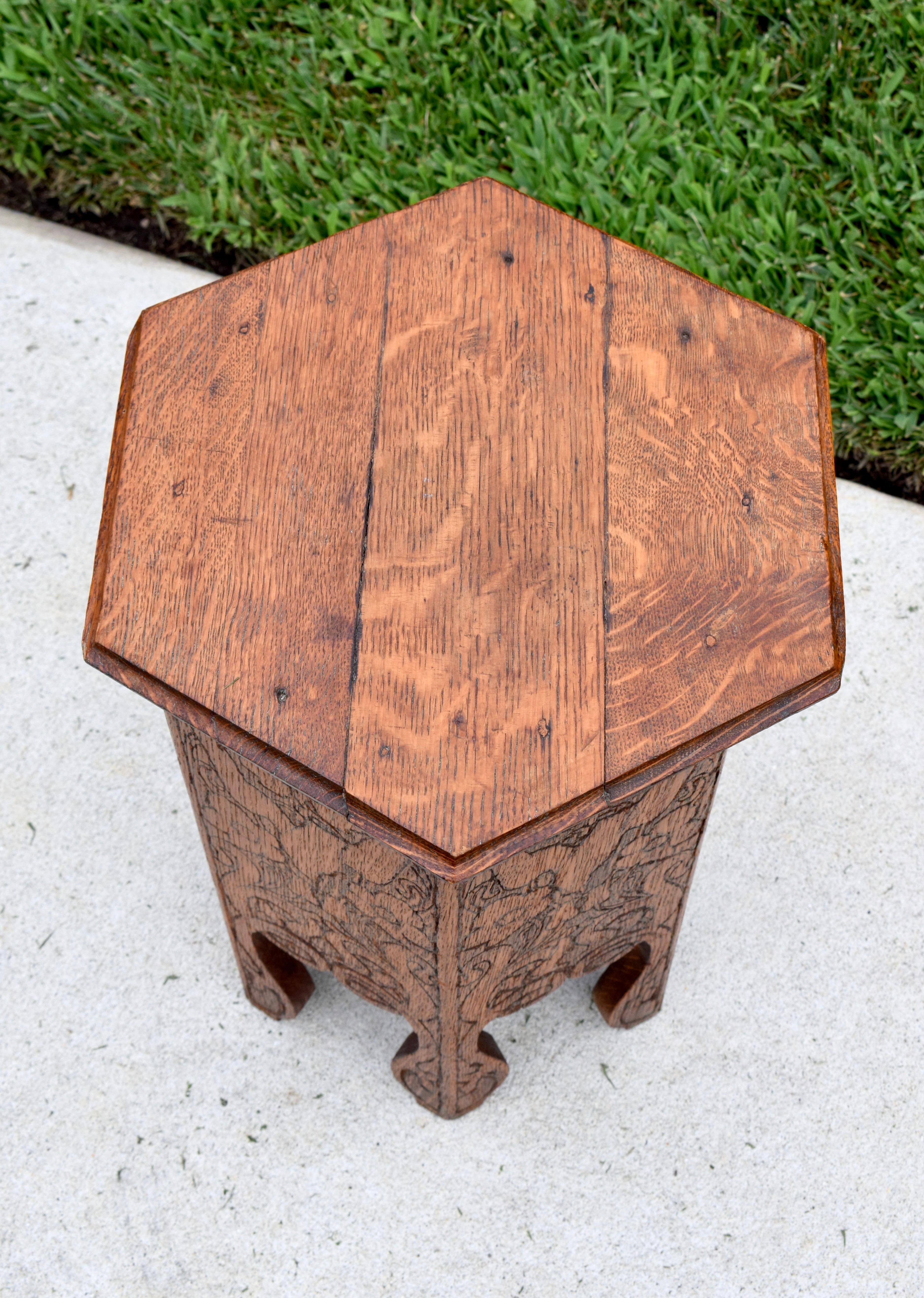 American 19th Century Art Nouveau Hexagon Side Table