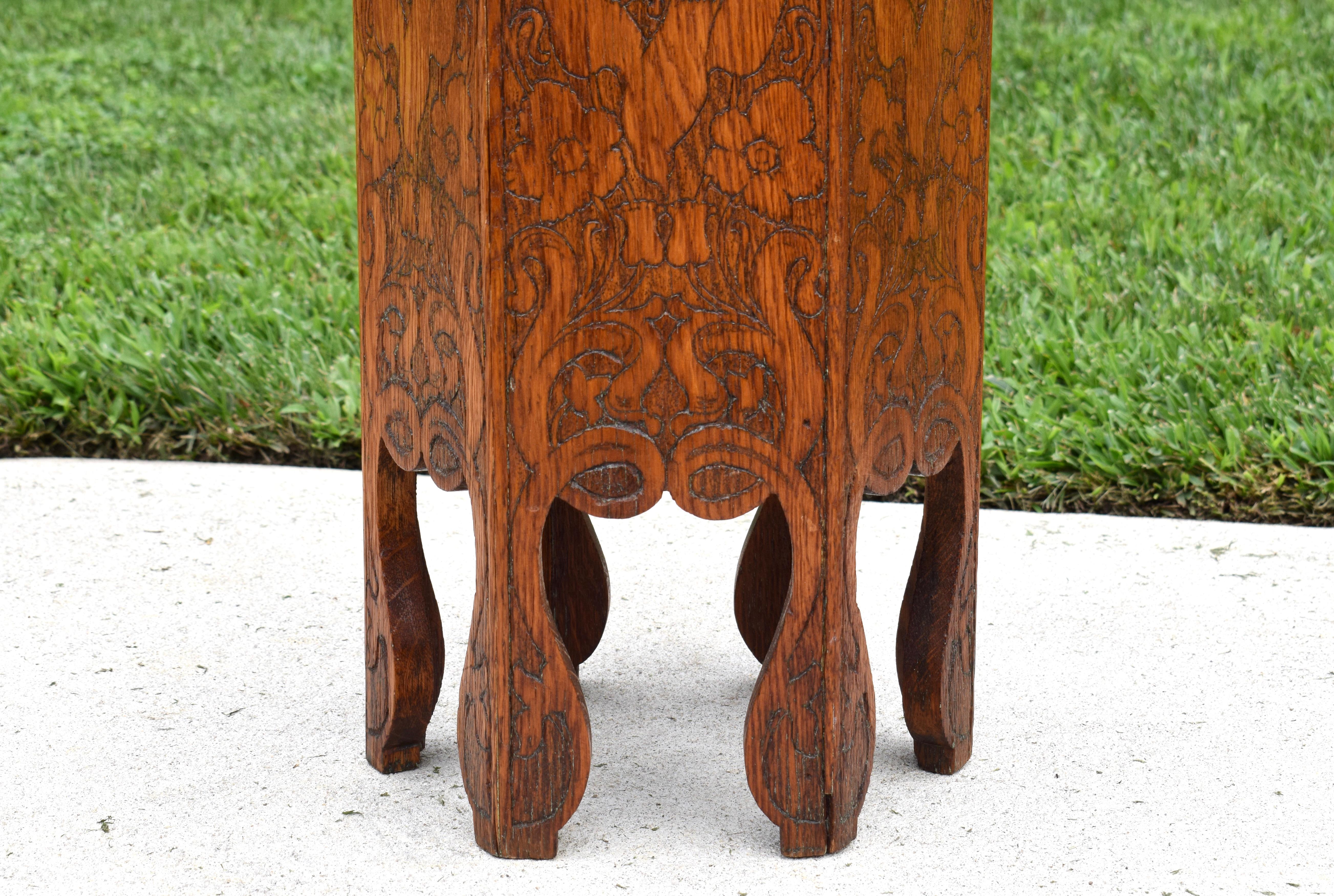 Oak 19th Century Art Nouveau Hexagon Side Table