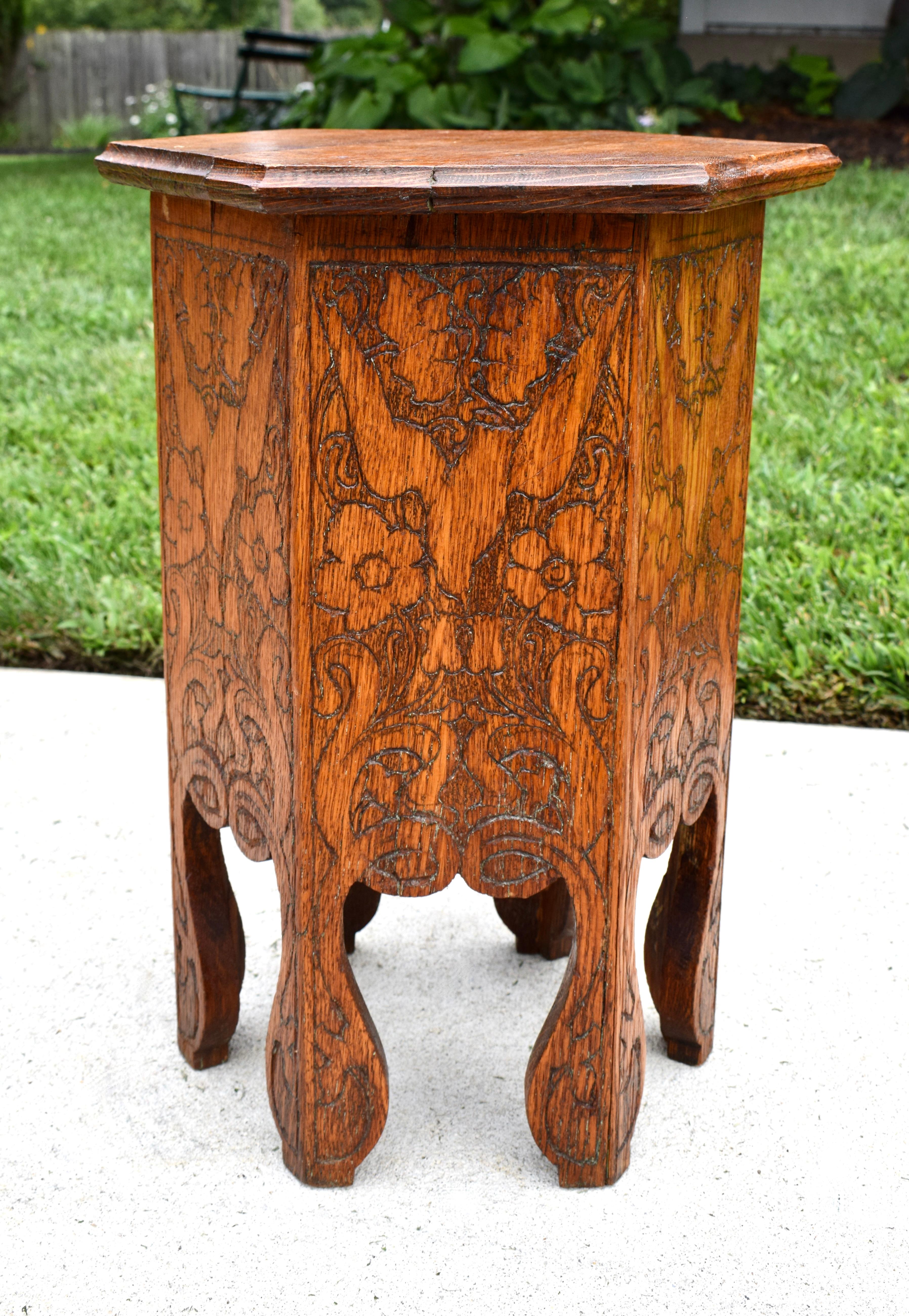 19th Century Art Nouveau Hexagon Side Table 1