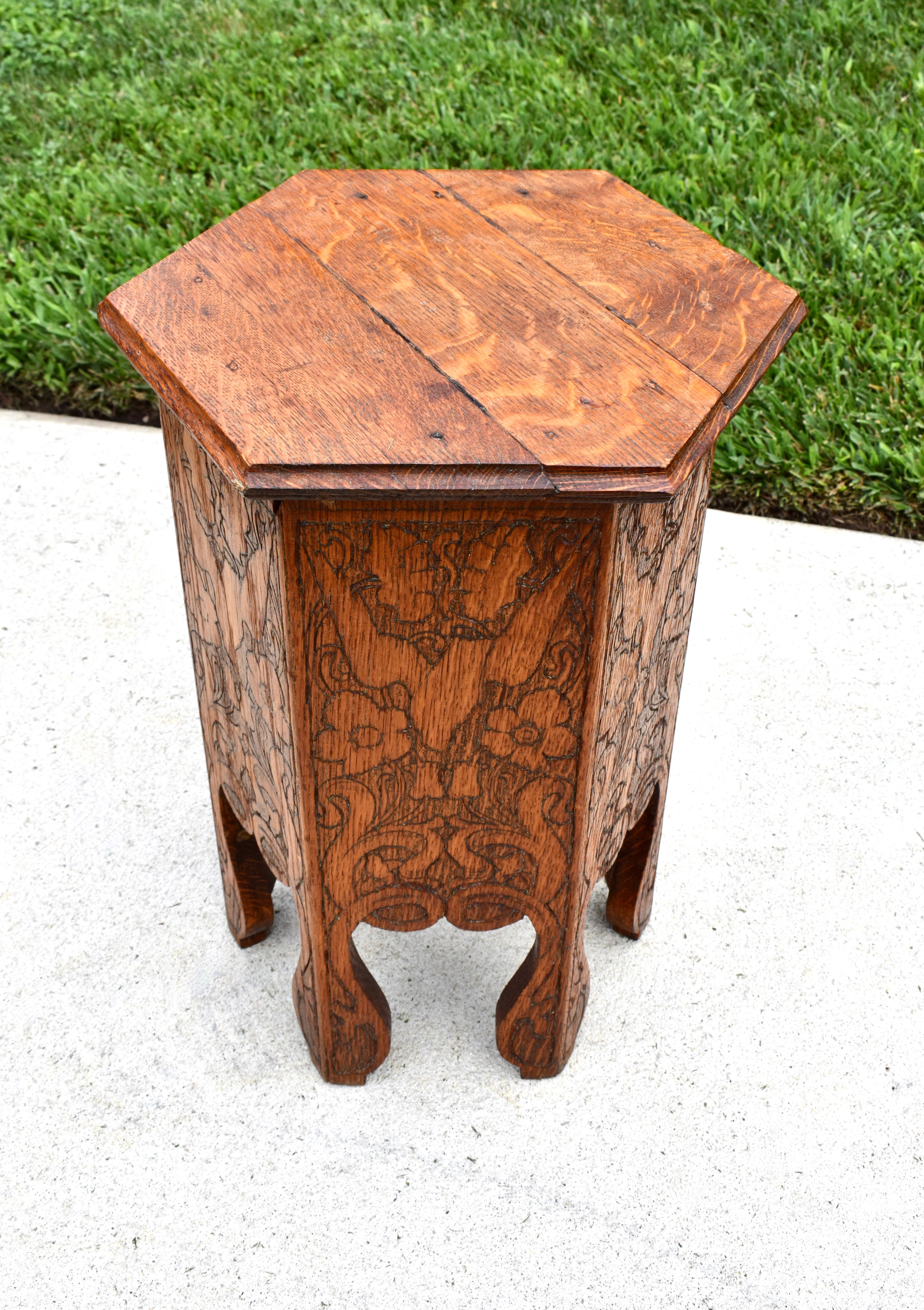 19th Century Art Nouveau Hexagon Side Table 2