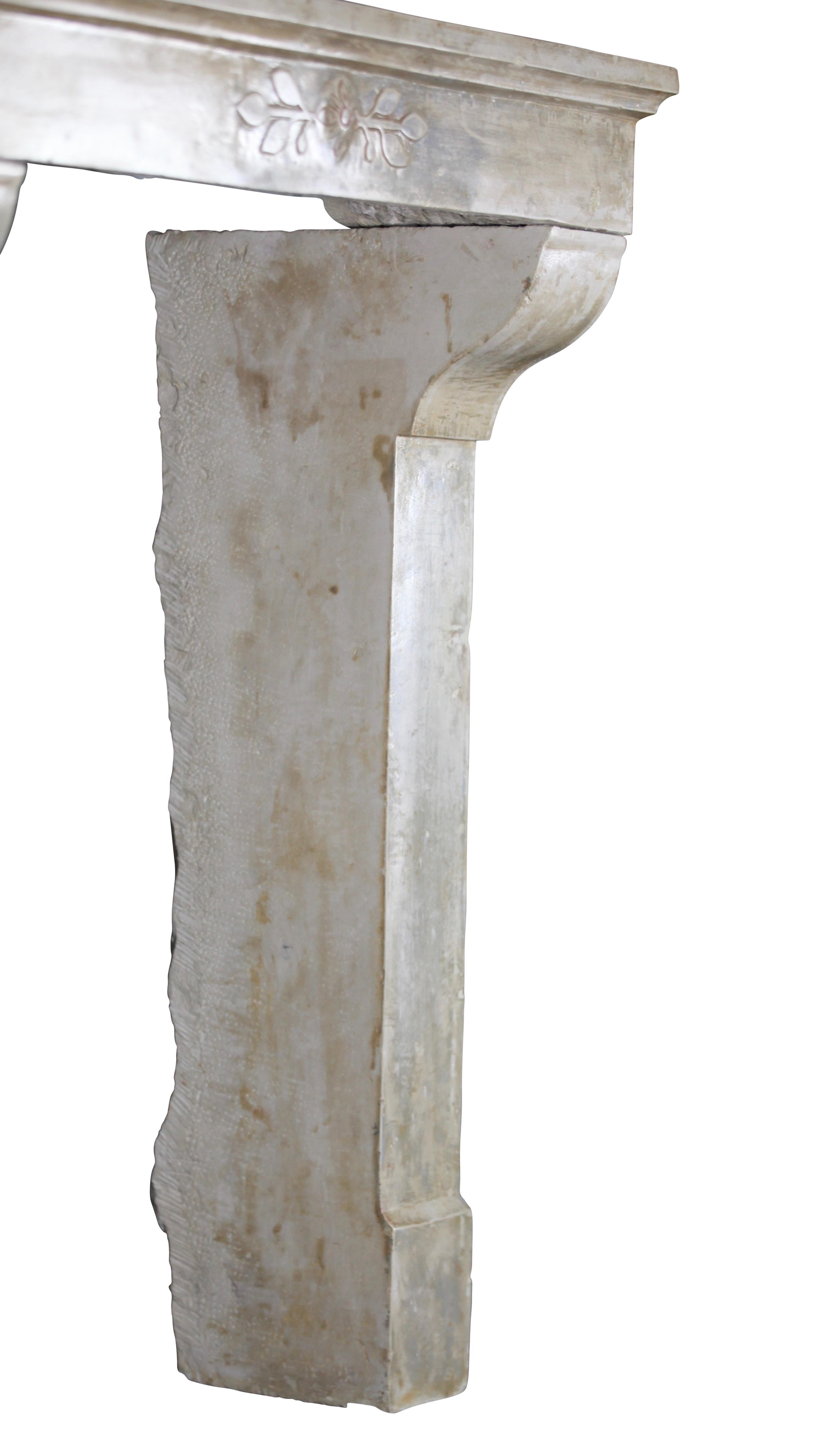 19th Century Art Nouveau Limestone Antique Fireplace Mantle For Sale 7