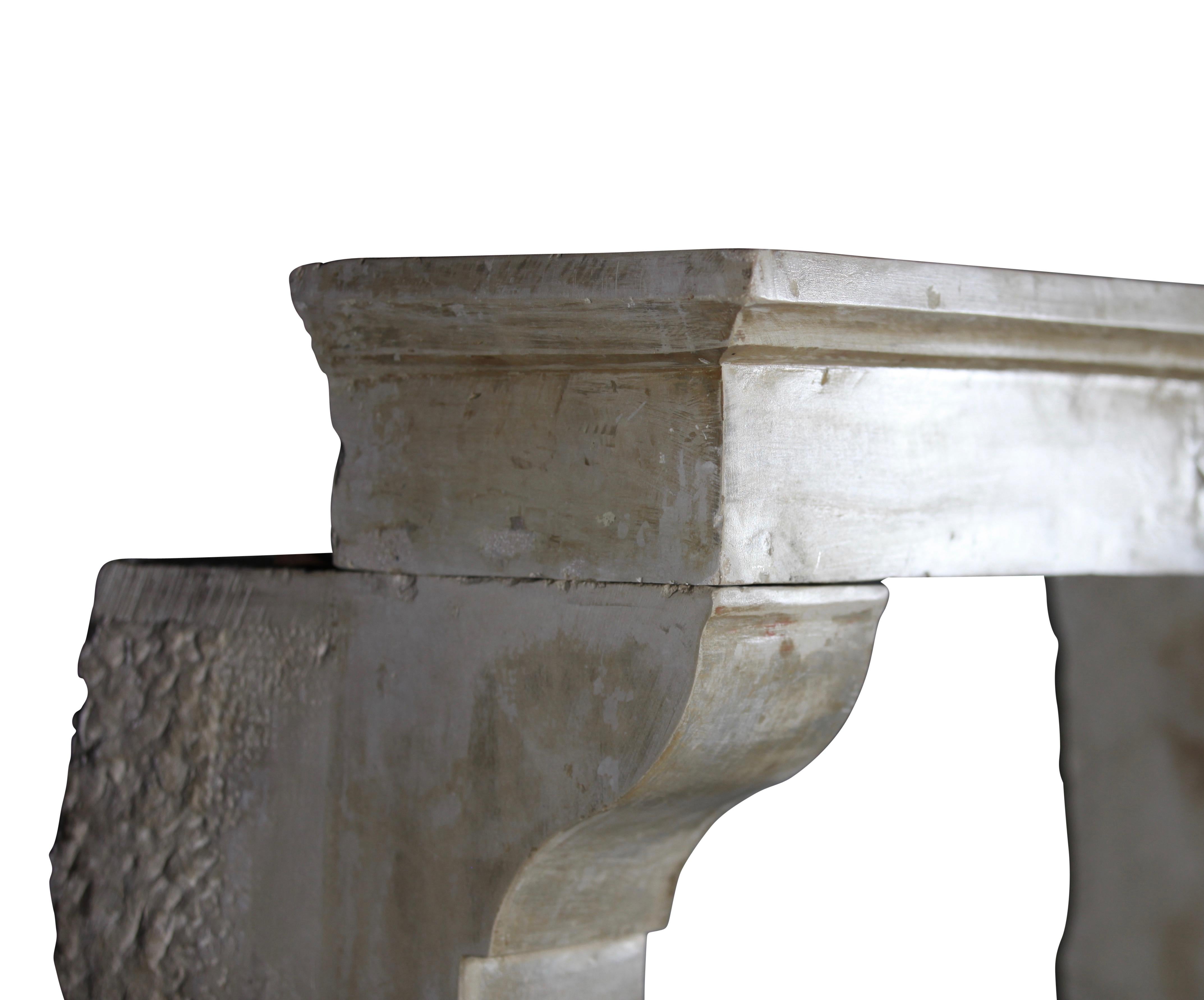 19th Century Art Nouveau Limestone Antique Fireplace Mantle For Sale 9