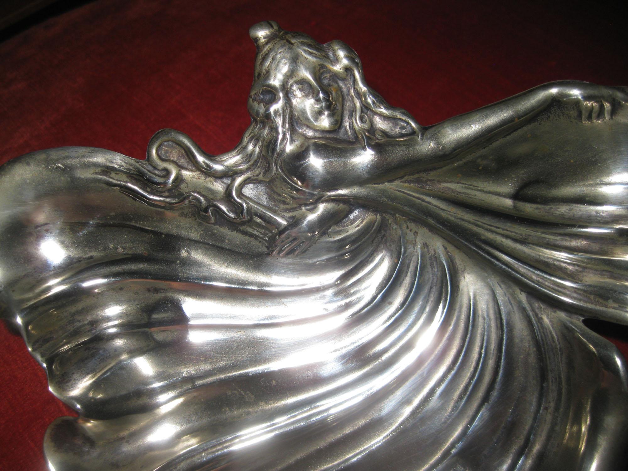 Spanish 19th century Art Nouveau Meneses Silver Butterfly Figural Tray