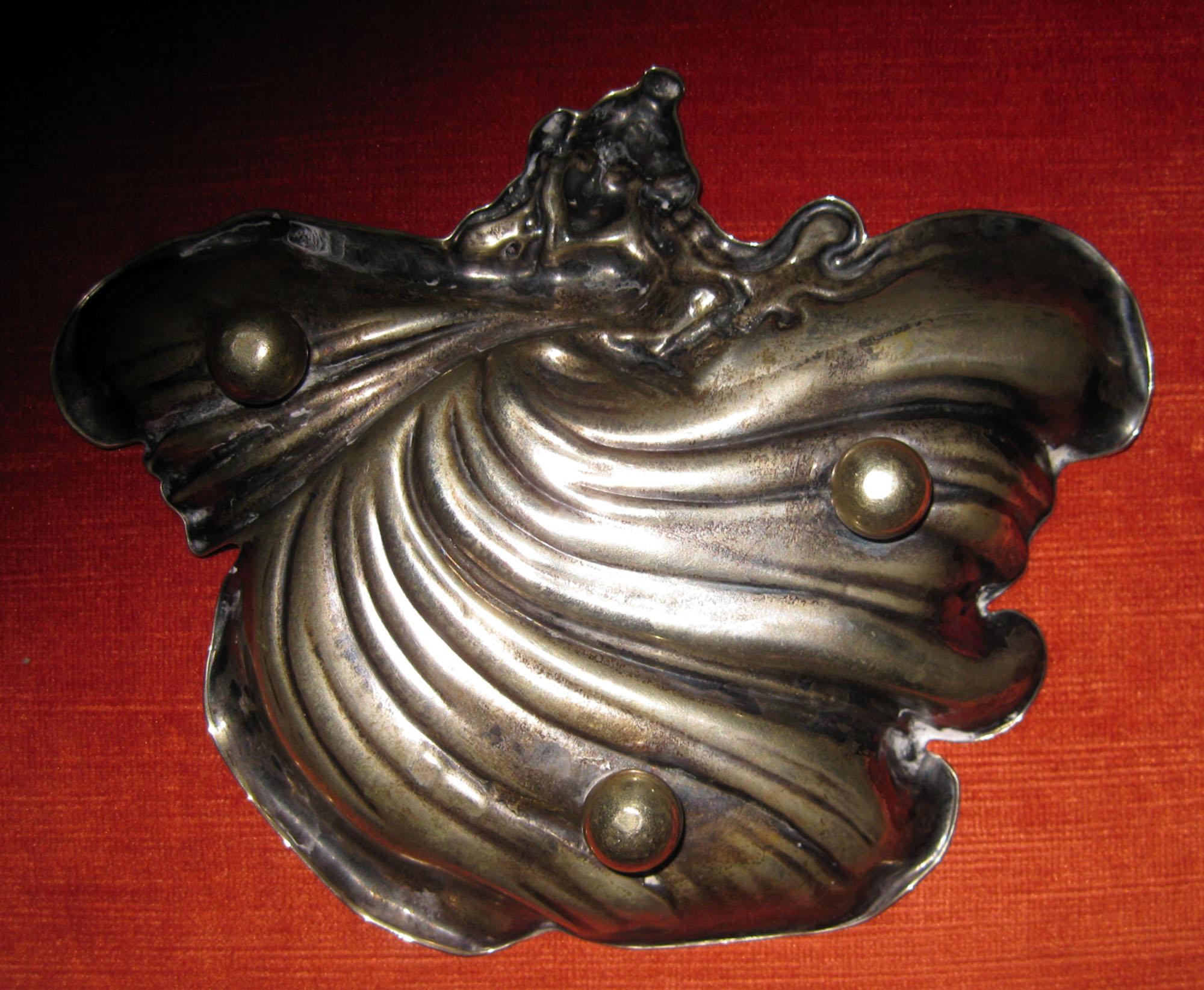 19th century Art Nouveau Meneses Silver Butterfly Figural Tray 1