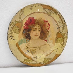 19th Century Art Nouveau Metal Plate, French Design, 30.5 cm