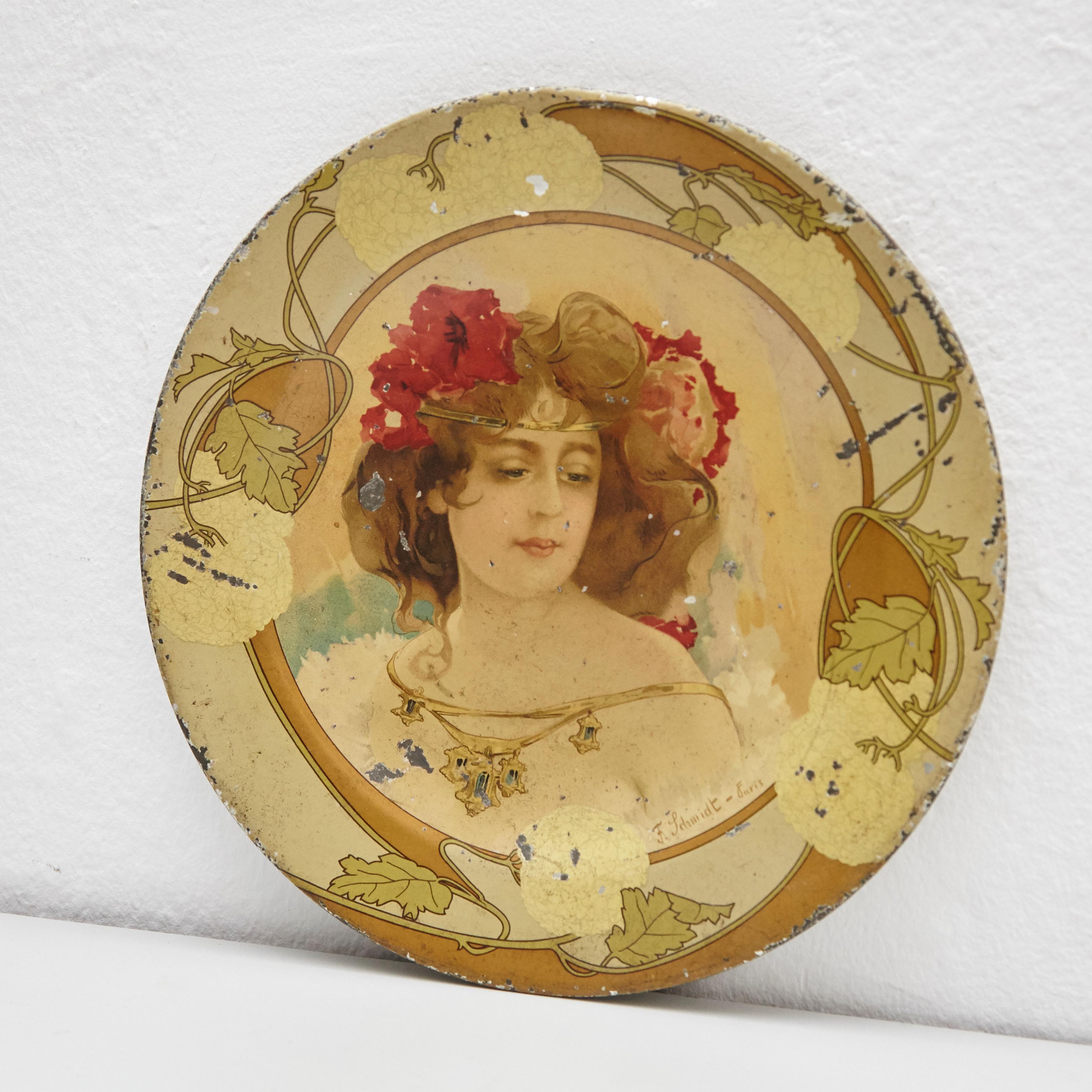 French 19th Century Art Nouveau Metal Plate