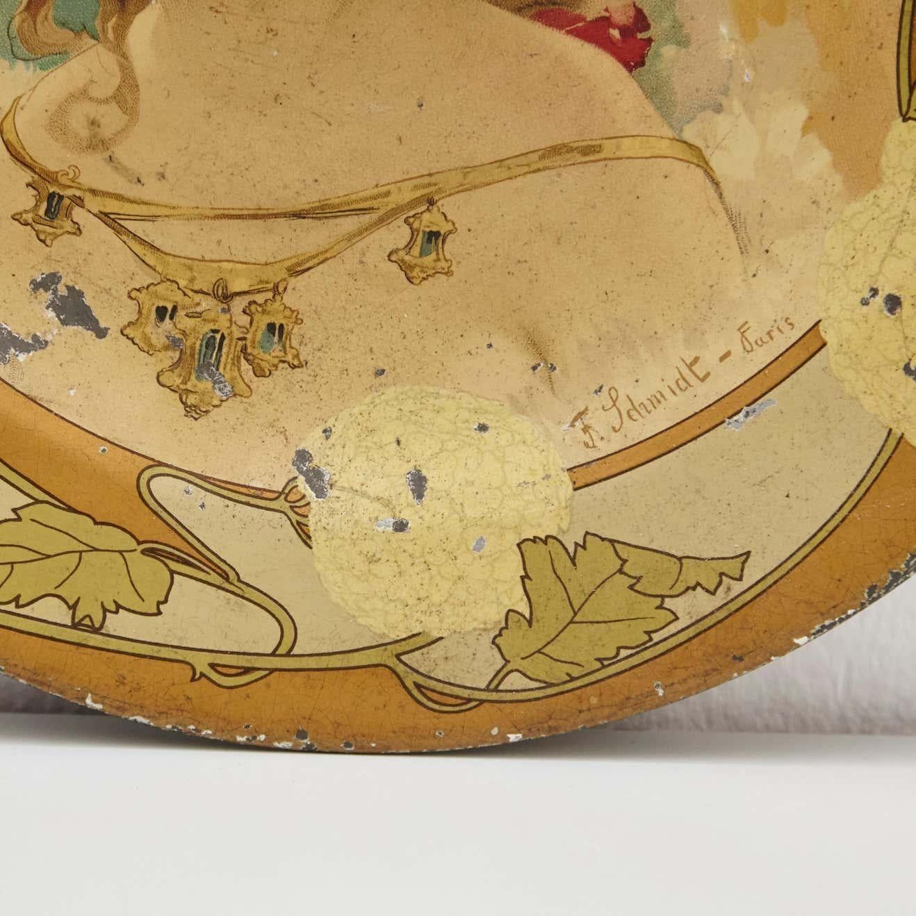 Jugendstil-Metallplatte aus dem 19. im Angebot 1