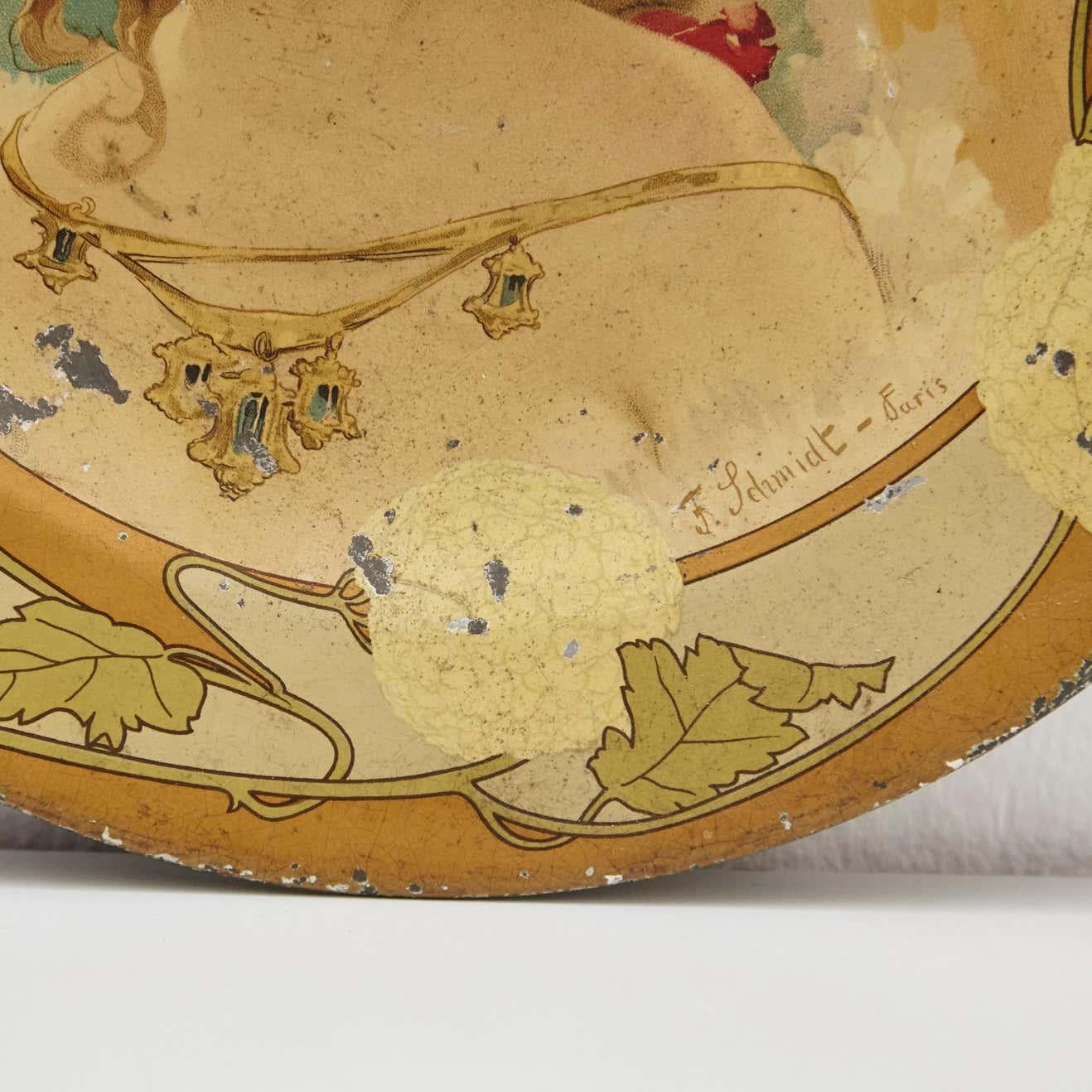 19th Century Art Nouveau Metal Plate For Sale 3