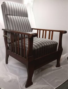 19th Century Art Nouveau Patinated Solid Oakwood Lounge Reclining Chair