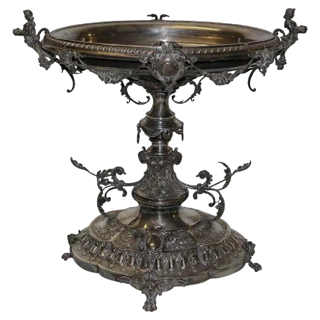 Centre de table en argent Art Nouveau du 19ème siècle
