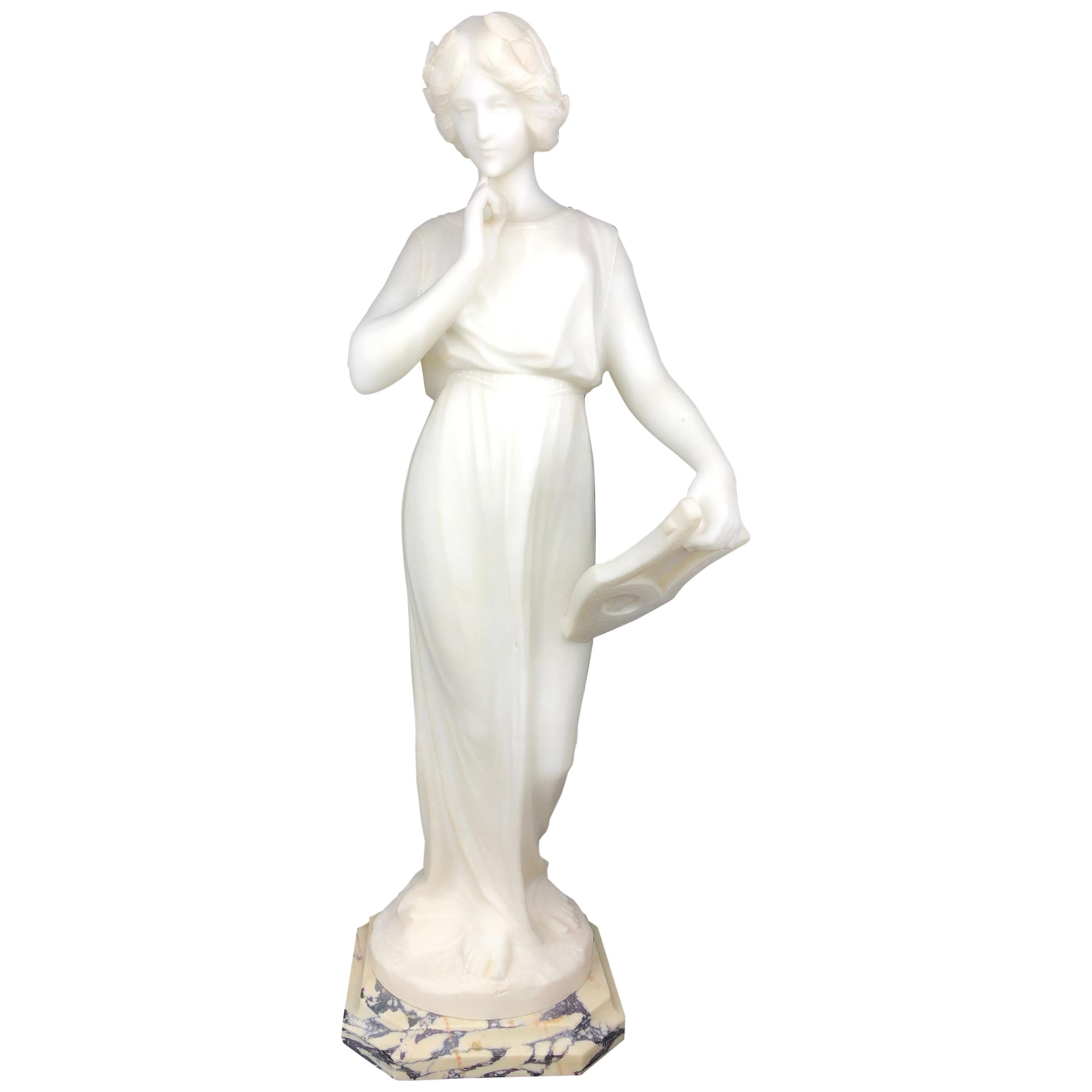 Italian Neoclassical 19th Century White Carrara Marble Sculpture Guglielmo Pugi  For Sale