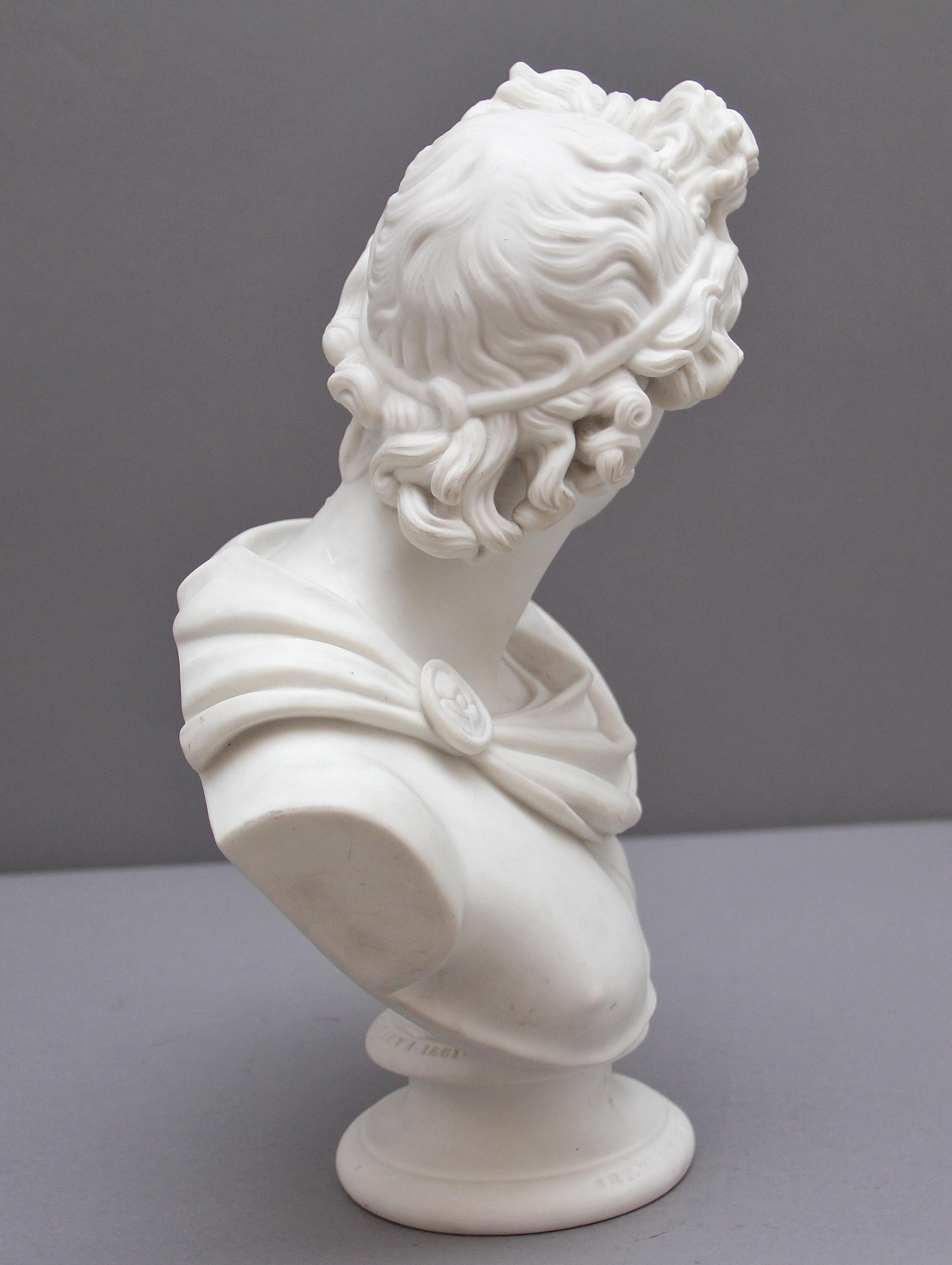 19th Century Art Union of London Parian Bust of Apollo In Good Condition In Martlesham, GB