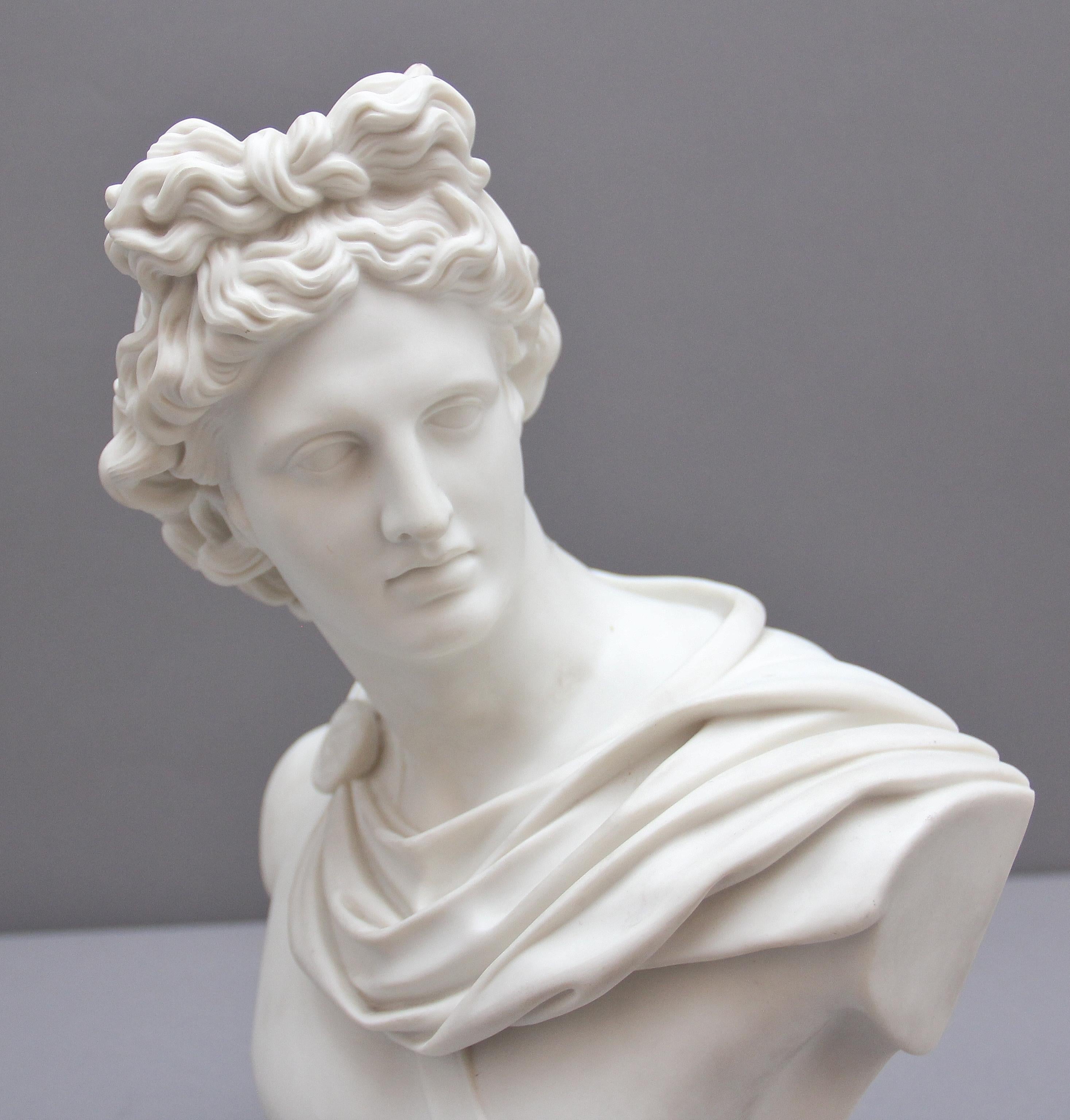 Mid-19th Century 19th Century Art Union of London Parian Bust of Apollo