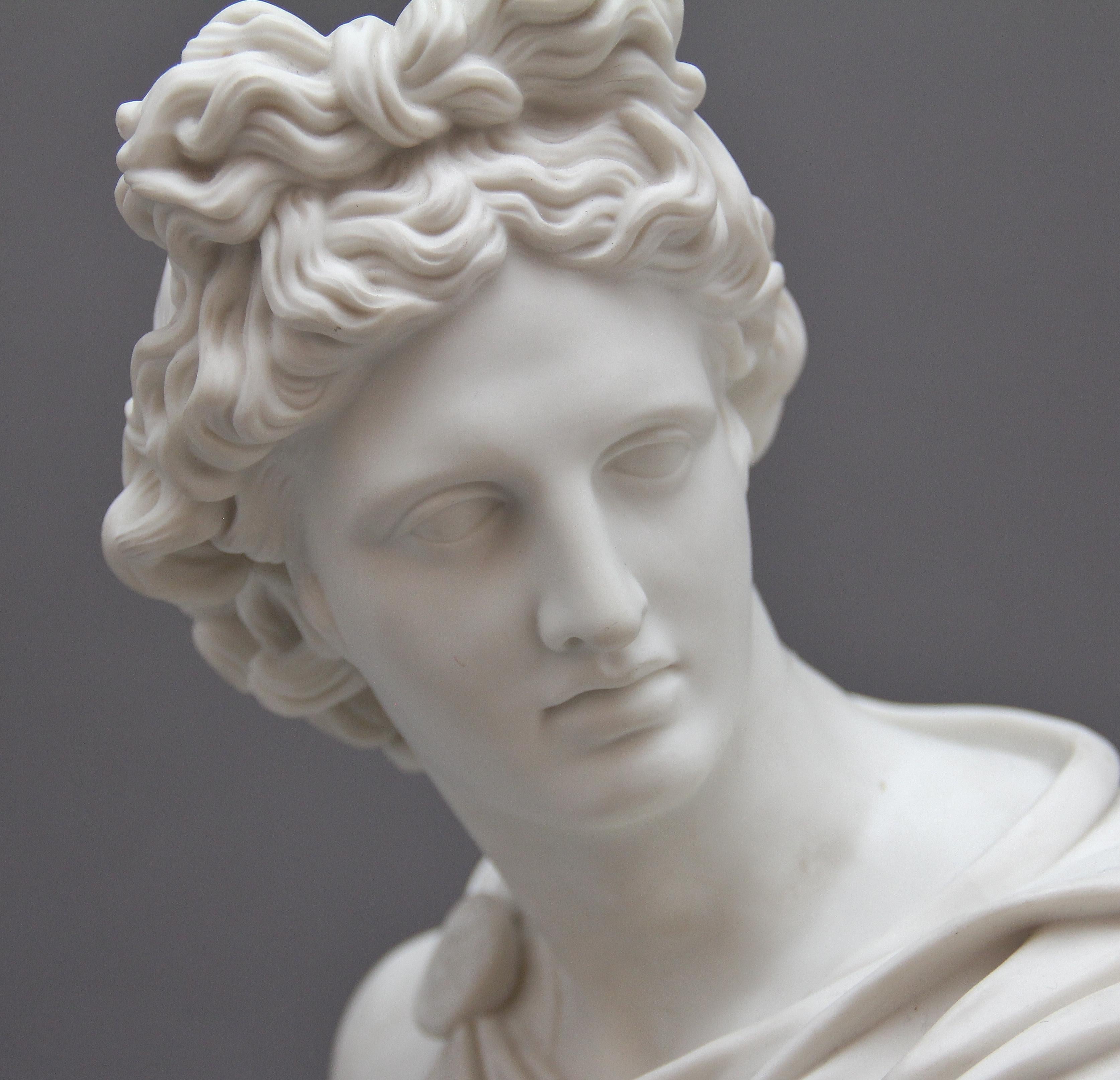 Ceramic 19th Century Art Union of London Parian Bust of Apollo