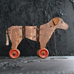 19th Century Articulated Pull Along Dog Toy