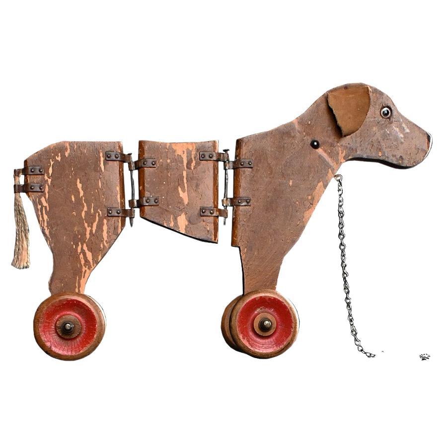 19th Century Articulated Pull Along Dog Toy For Sale