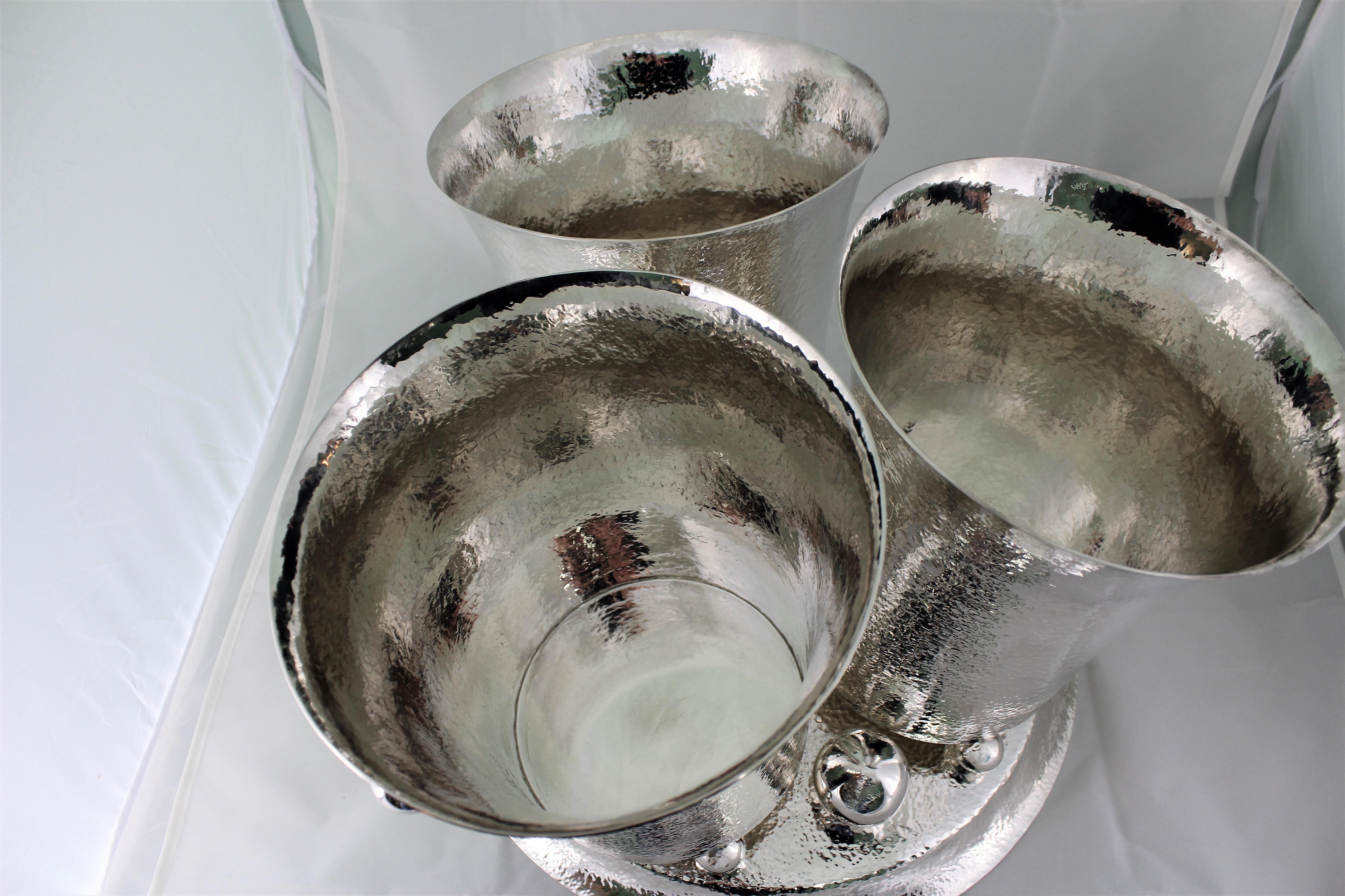 19th Century Artistic Hammered Art Deco Silver Wine Cooler, Italy, 1930s For Sale 6