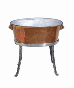 19th century Arts and Crafts copper bowl on stand