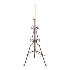 19th century Arts and crafts iron and copper floor lamp