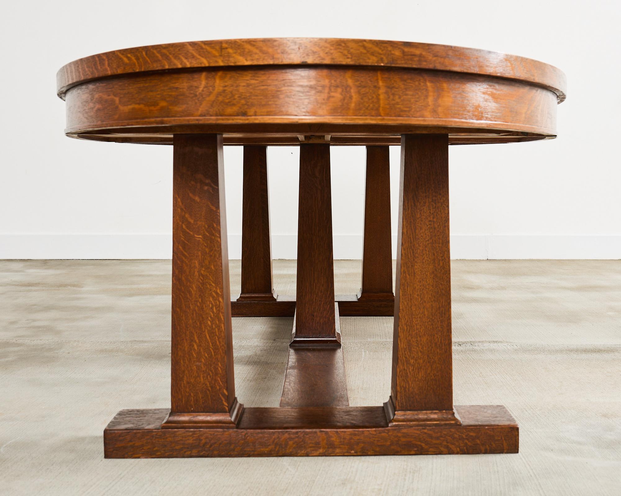 Chêne Table de salle à manger ou de bibliothèque Arts and Crafts du 19ème siècle en vente