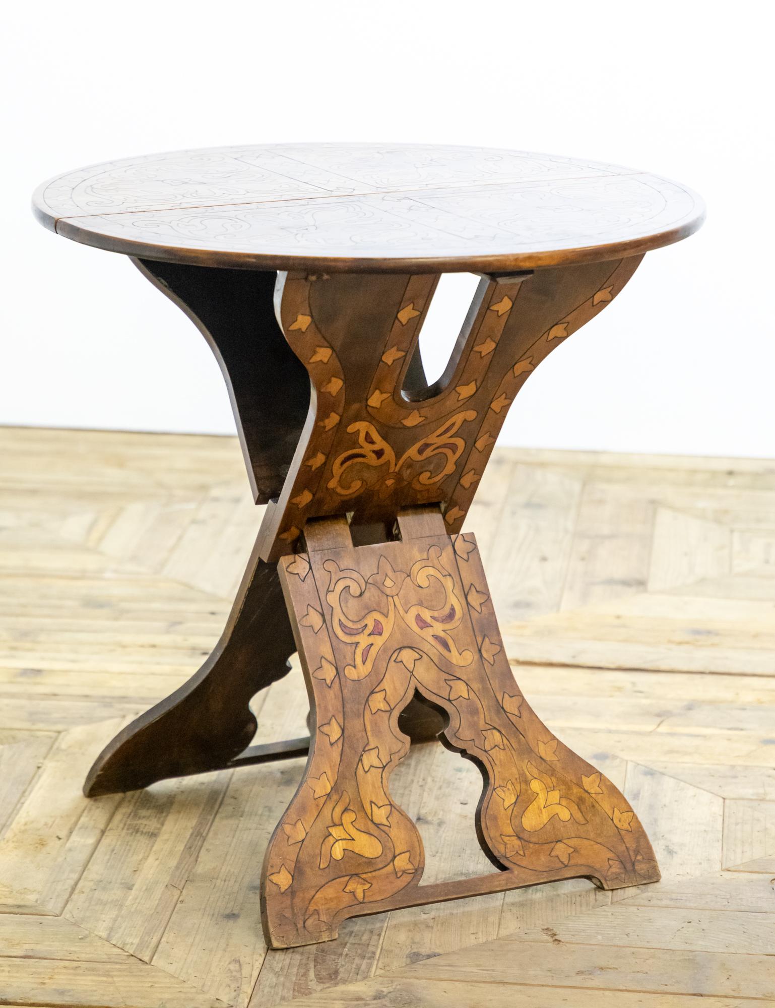 Italian 19th Century Arts & Crafts Moorish Influenced Folding Table For Sale