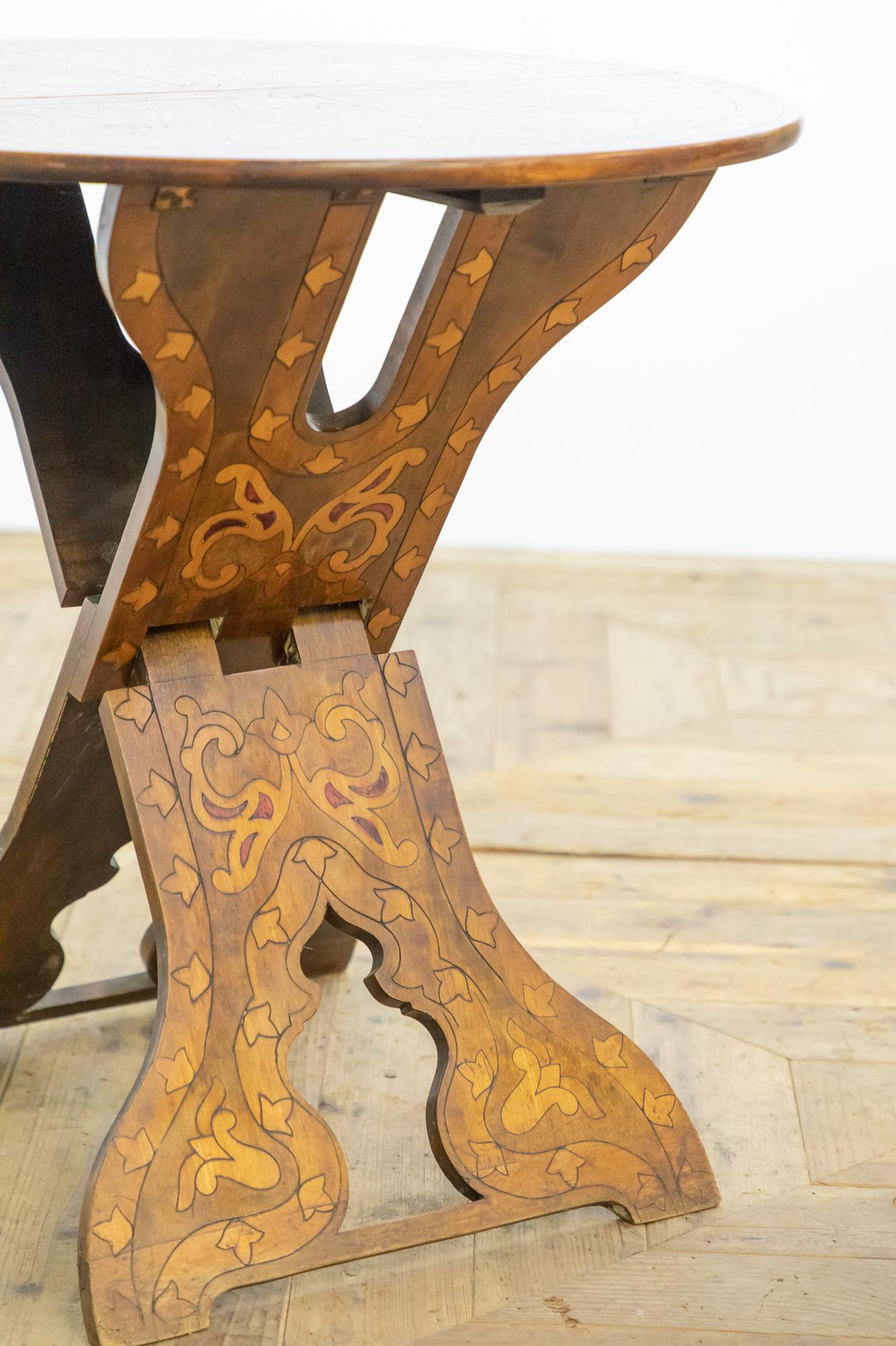 19th Century Arts & Crafts Moorish Influenced Folding Table For Sale 2