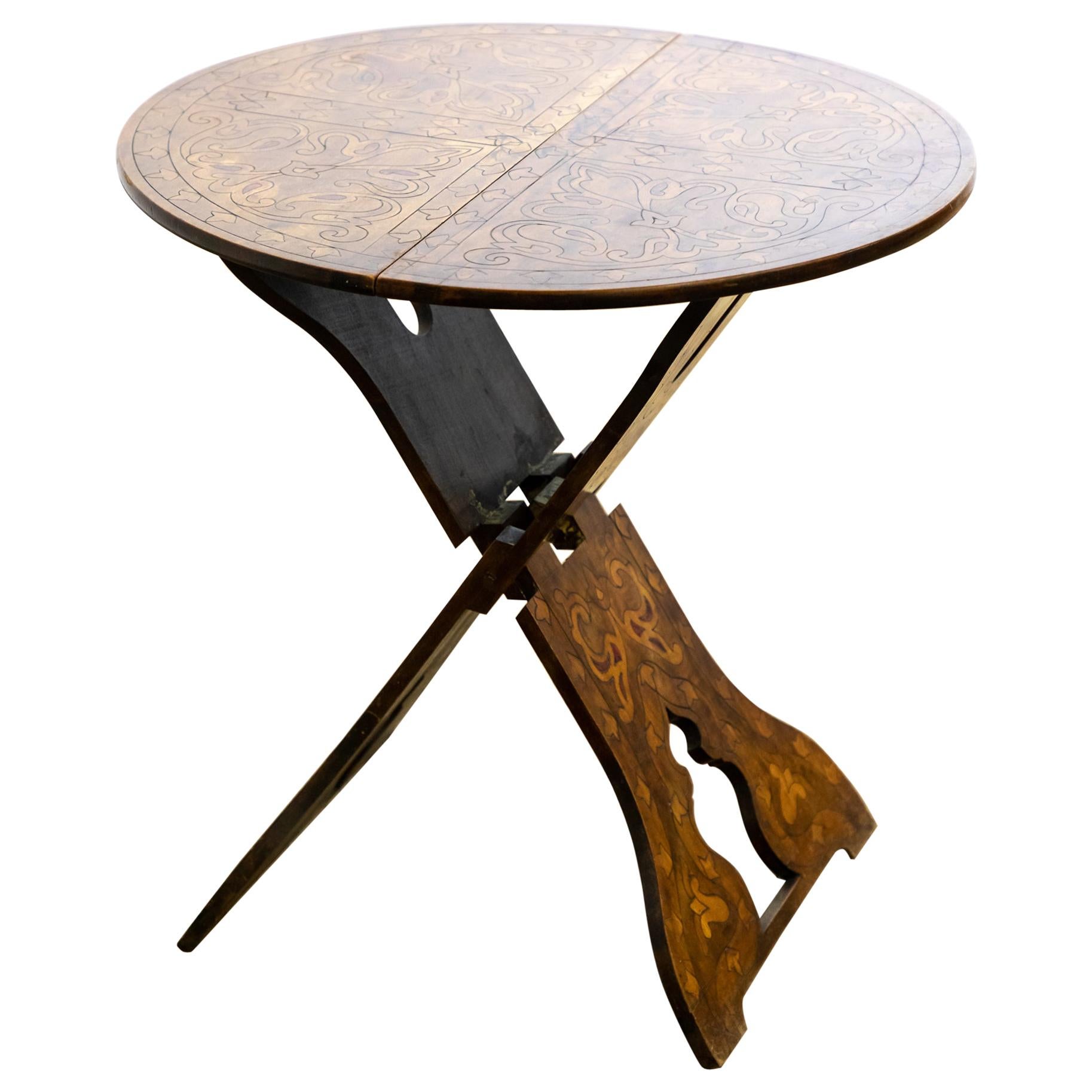 19th Century Arts & Crafts Moorish Influenced Folding Table For Sale