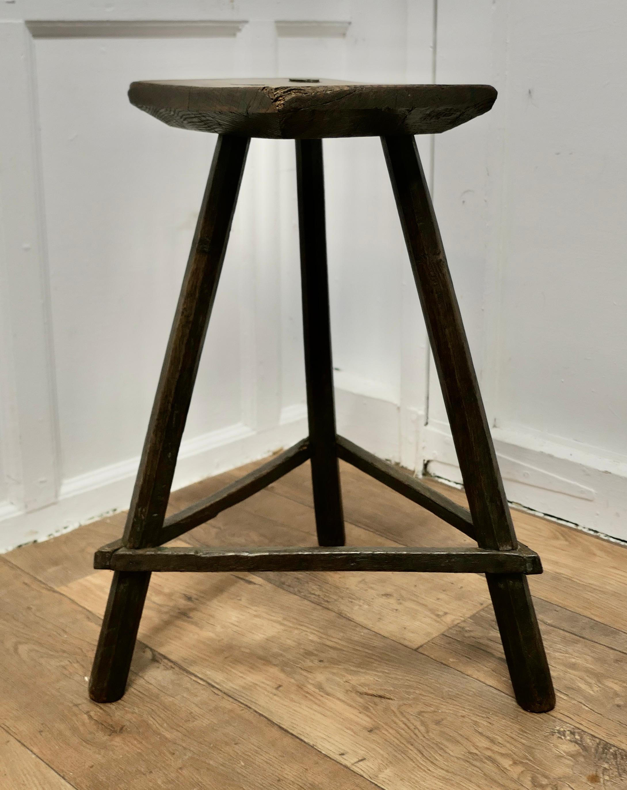Folk Art 19th Century Ash and Elm Cricket Table Stool     For Sale