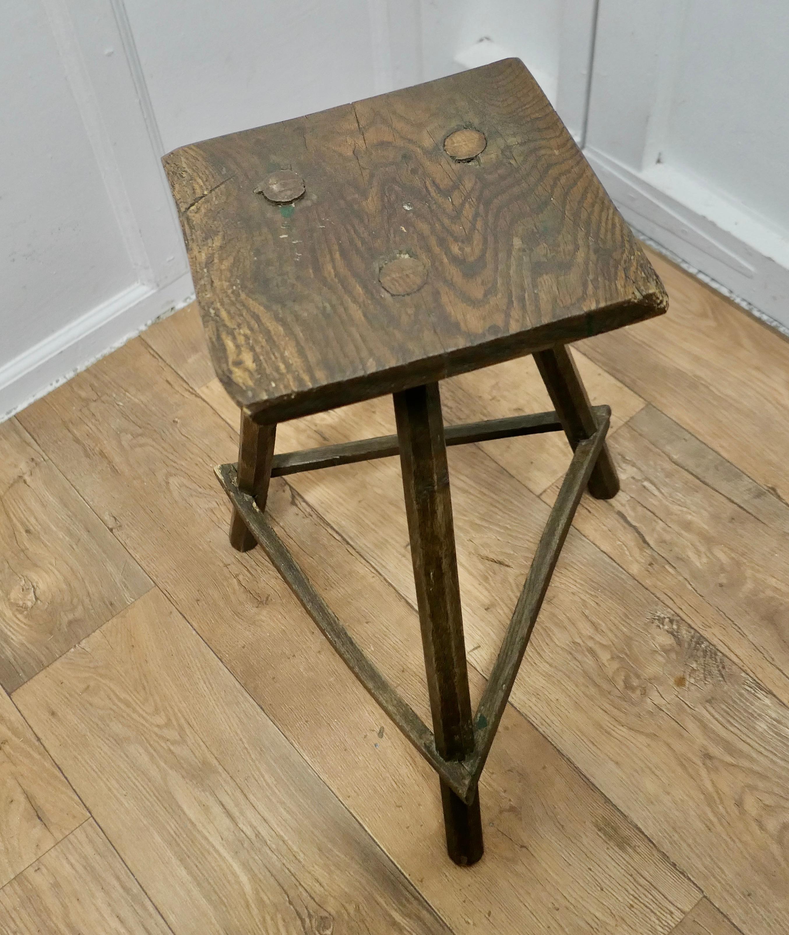 19th Century Ash and Elm Cricket Table Stool     In Good Condition For Sale In Chillerton, Isle of Wight