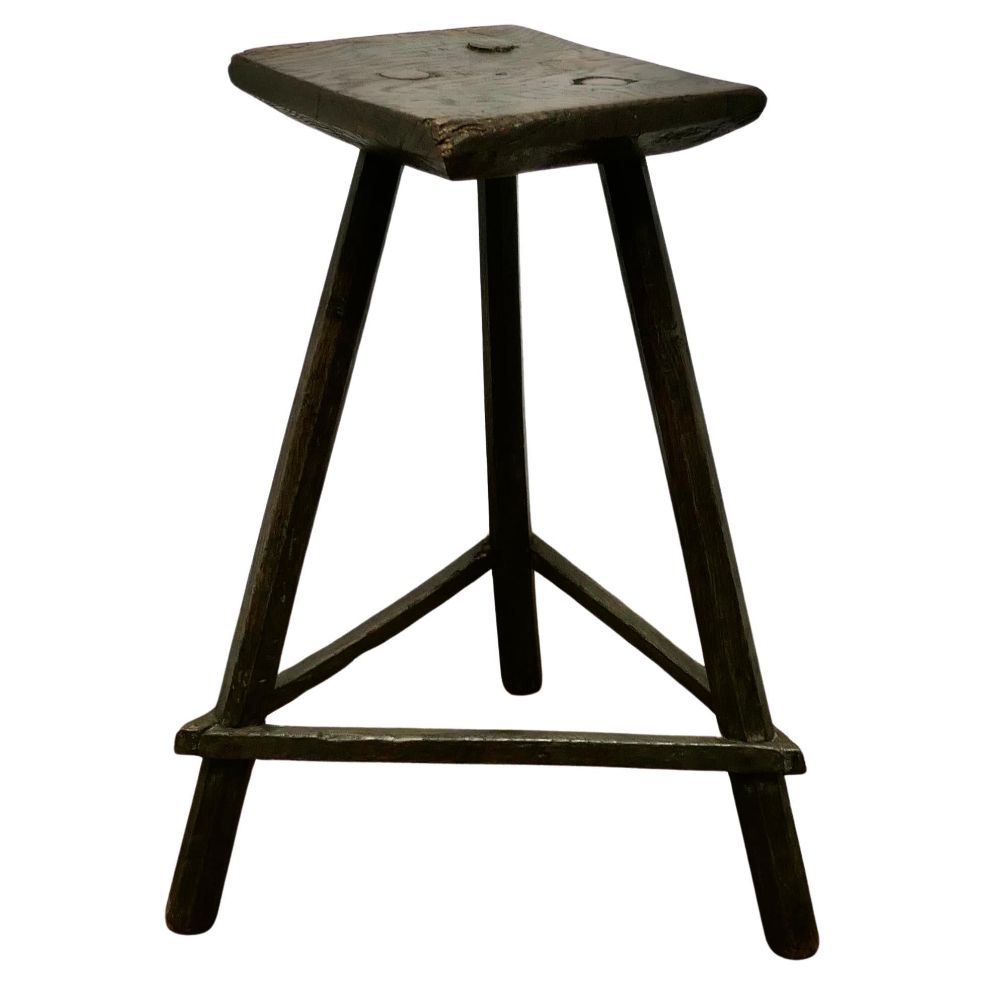 19th Century Ash and Elm Cricket Table Stool For Sale