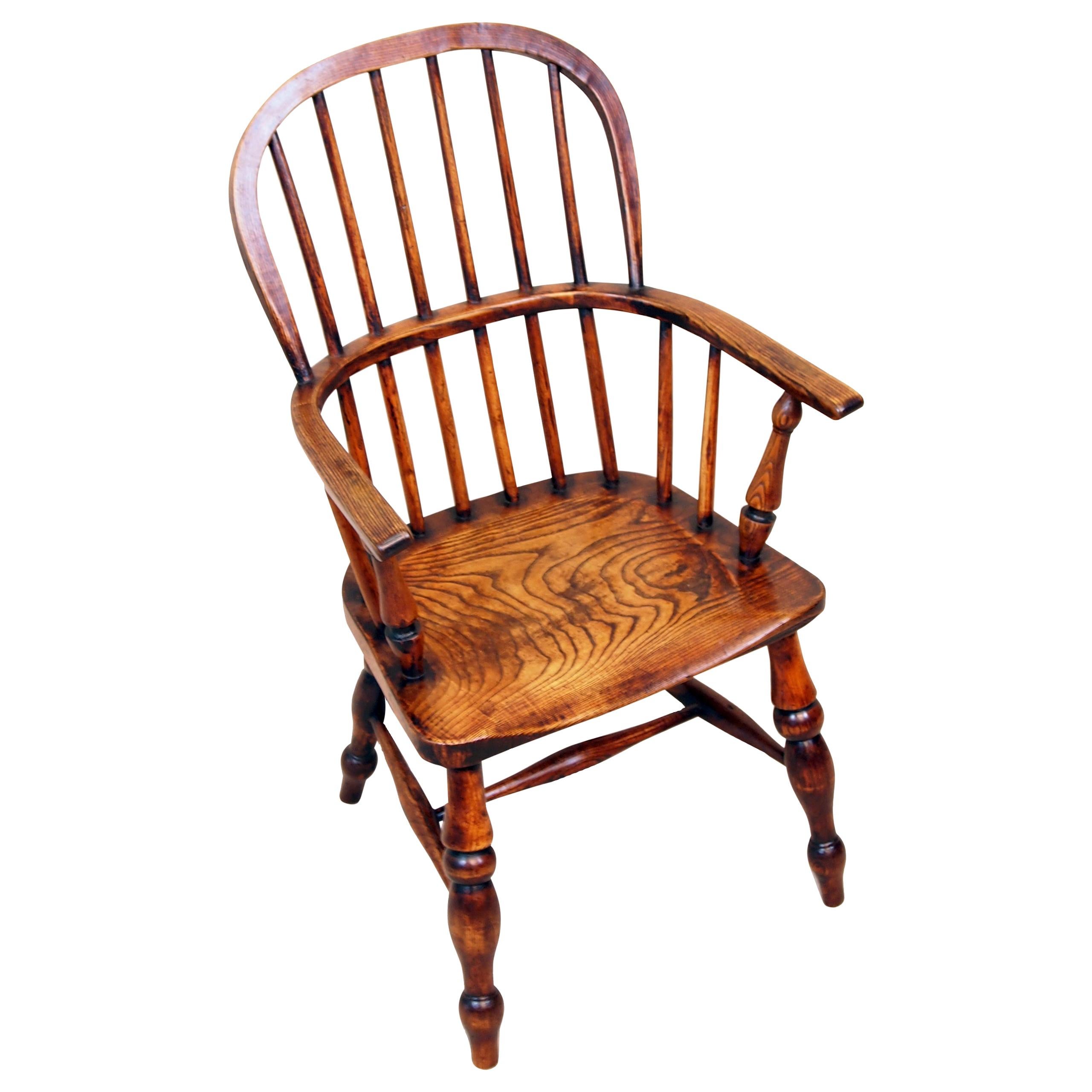 19th Century Ash and Elm Childs Windsor Armchair For Sale
