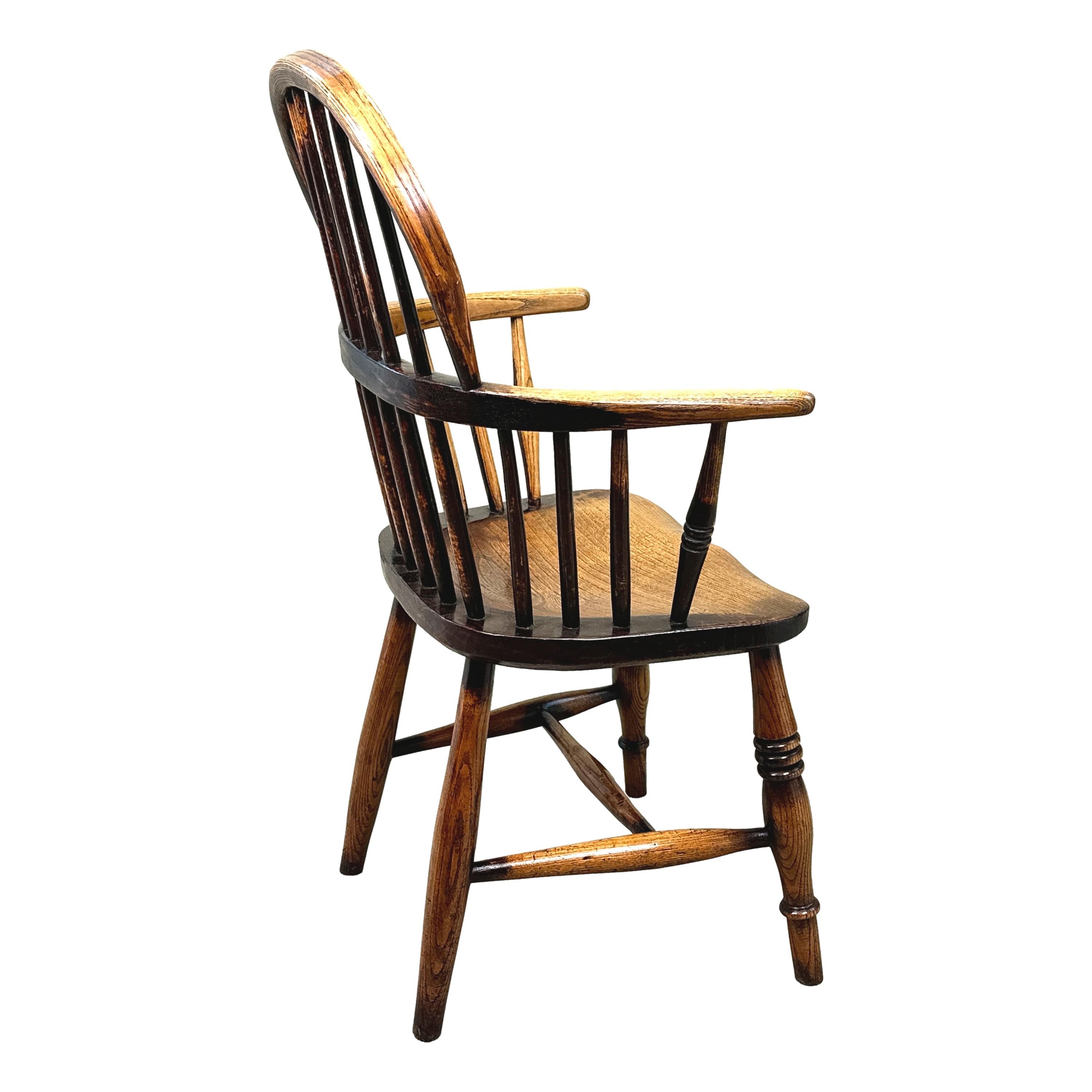 Victorian 19th Century Ash & Elm Childs Windsor Chair For Sale
