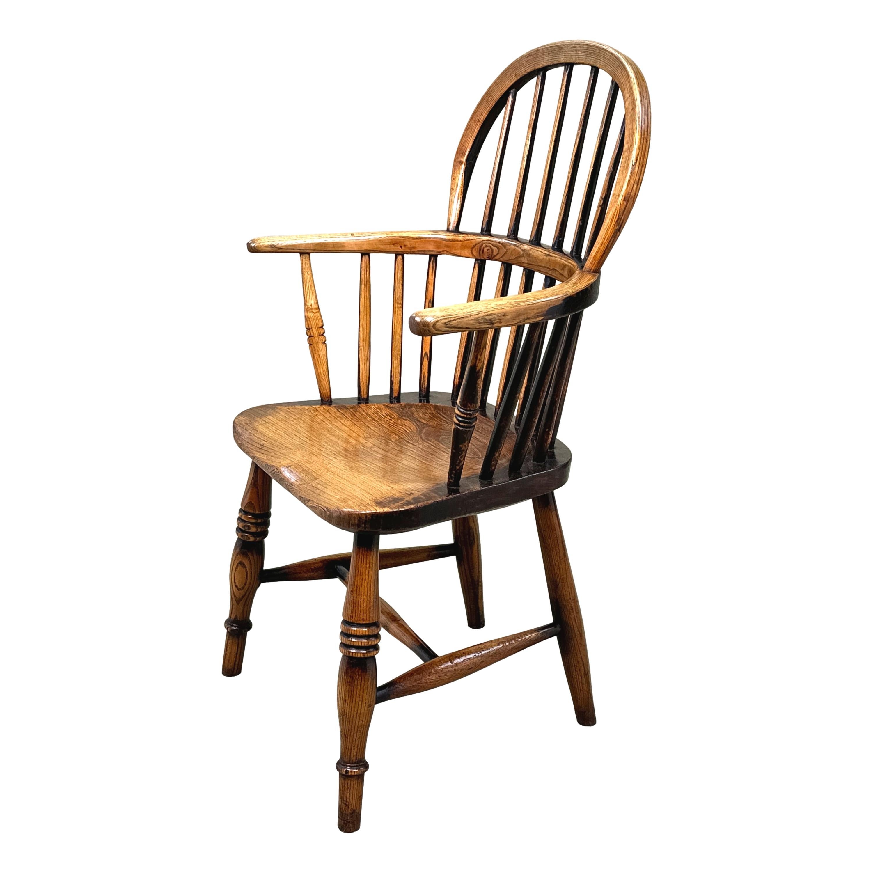 English 19th Century Ash & Elm Childs Windsor Chair For Sale