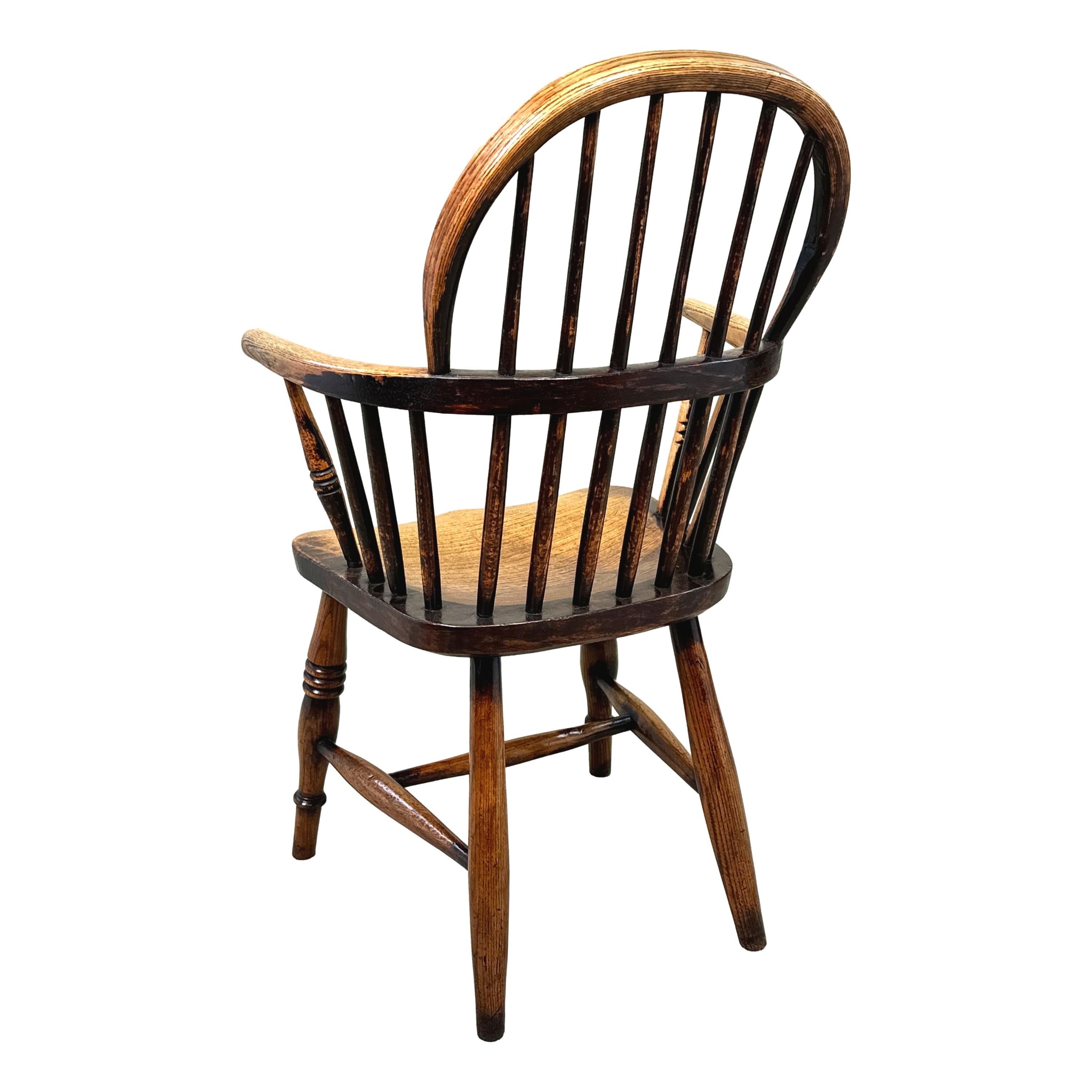 19th Century Ash & Elm Childs Windsor Chair For Sale 3