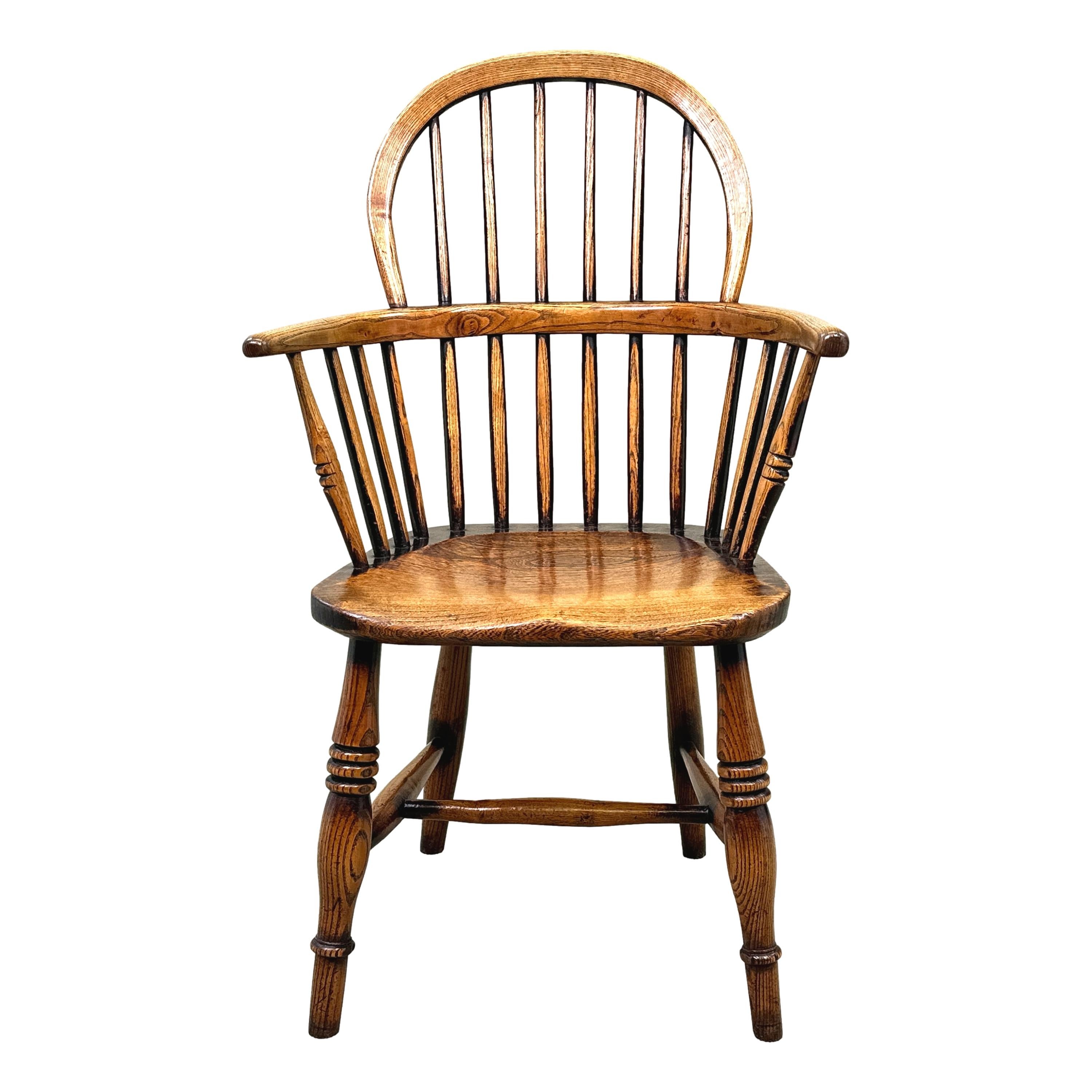 19th Century Ash & Elm Childs Windsor Chair For Sale 4
