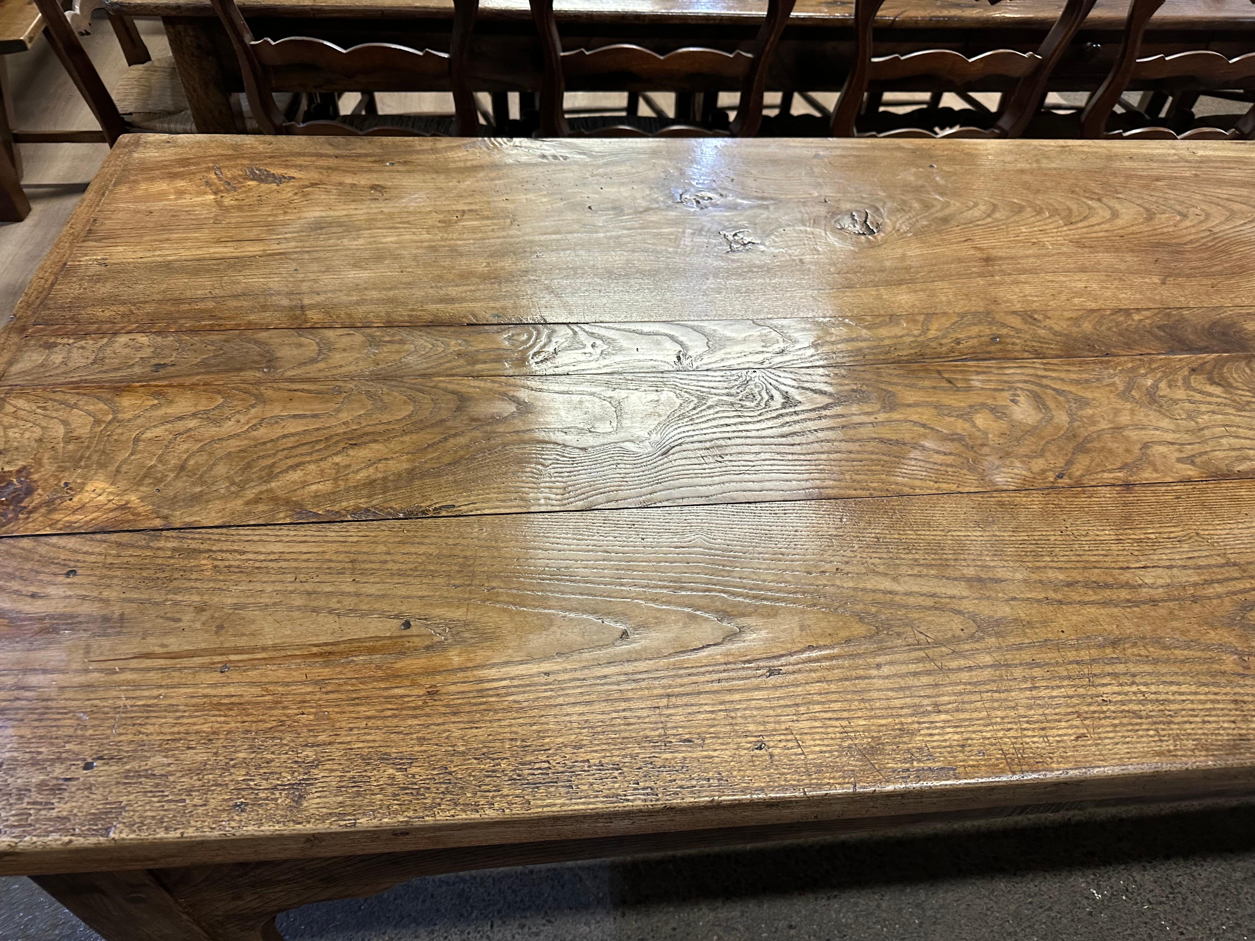 Hand-Crafted 19th Century Ash Farmhouse Table With One Drawer For Sale