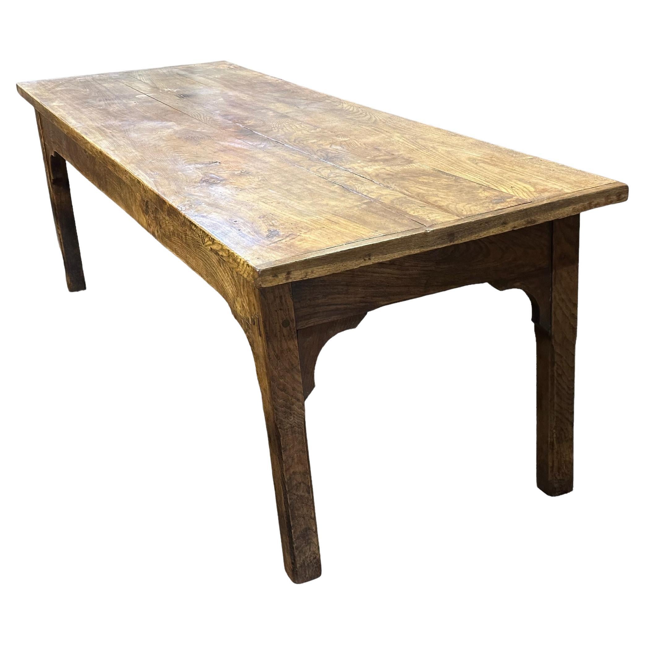 19th Century Ash Farmhouse Table With One Drawer For Sale