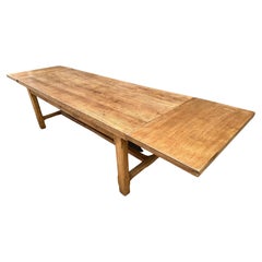 19th Century Ash Farmhouse Table With Two Side Extensions