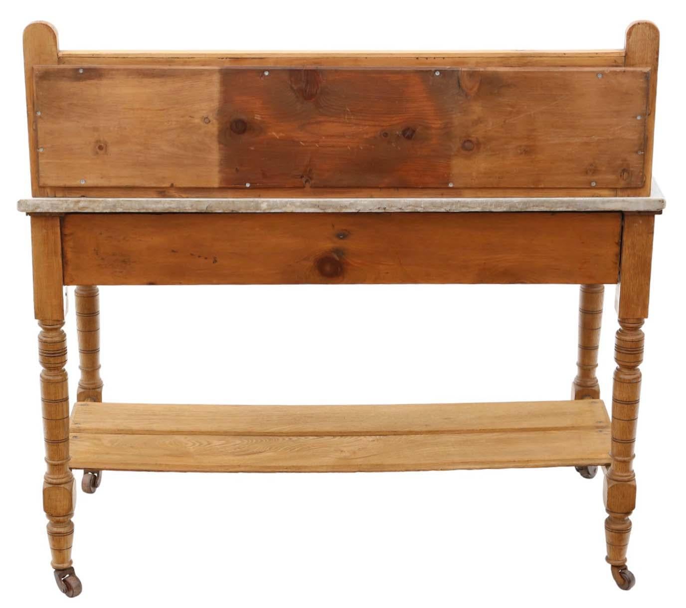 19th Century Ash, Pine, and Marble Washstand Antique Table Writing Dressing Side 5