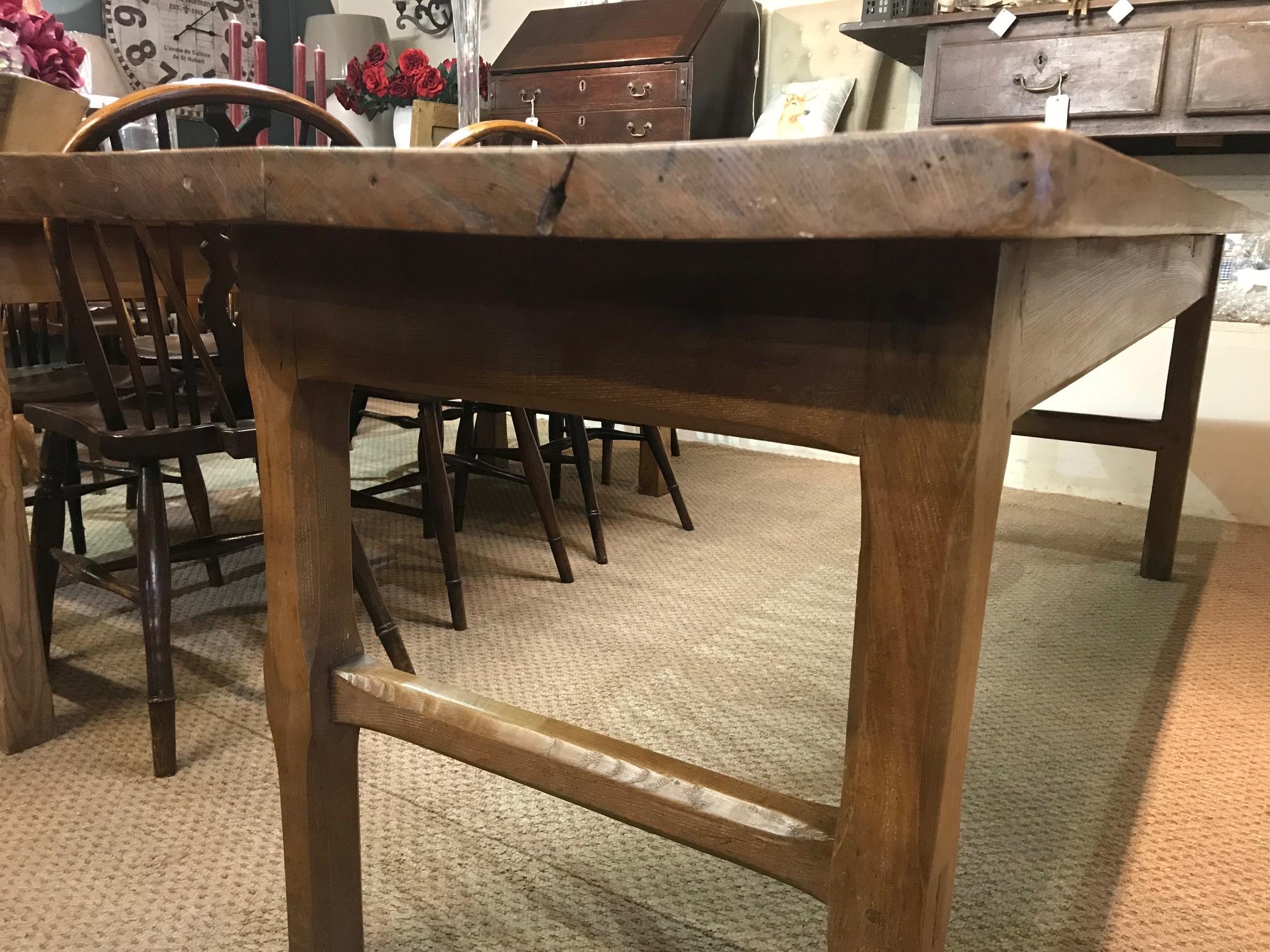 French Provincial 19th Century Ash Two Plank Top French Farmhouse Table