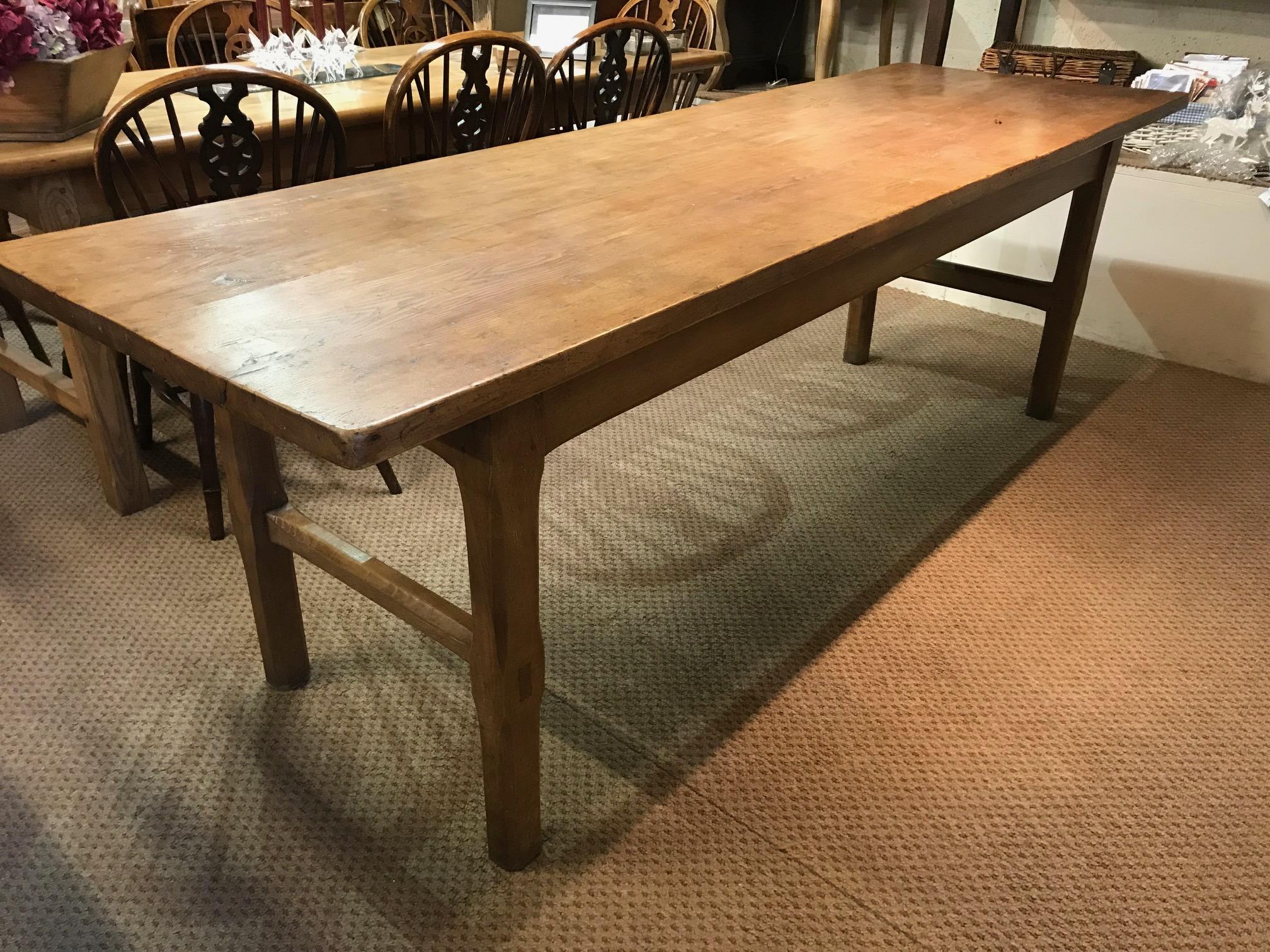 Hand-Crafted 19th Century Ash Two Plank Top French Farmhouse Table
