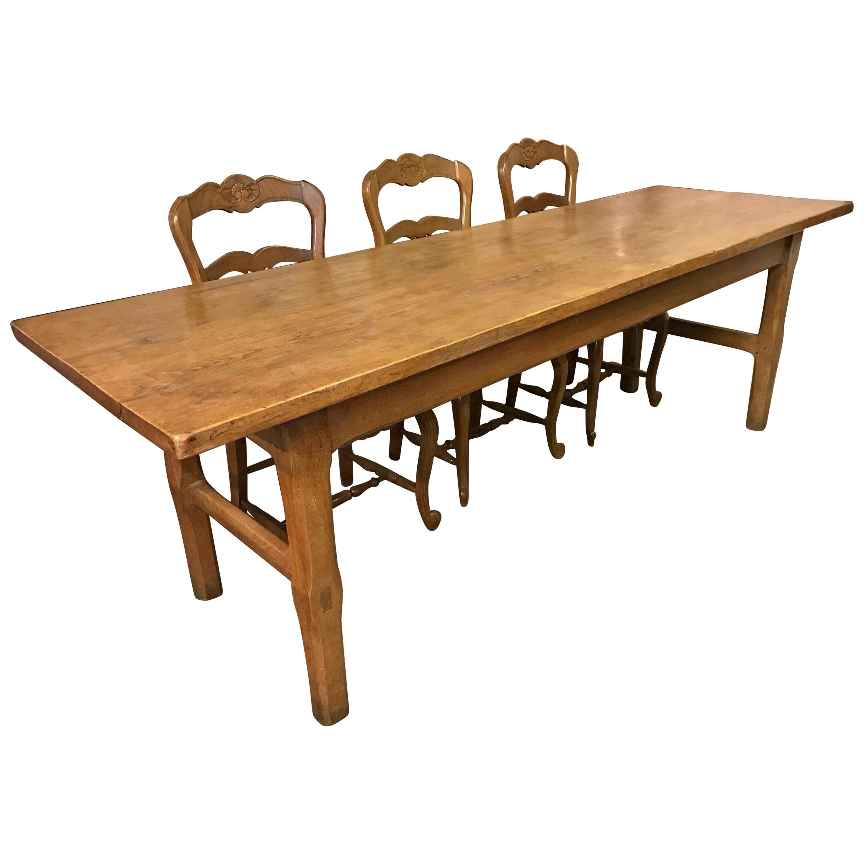 19th Century Ash Two Plank Top French Farmhouse Table