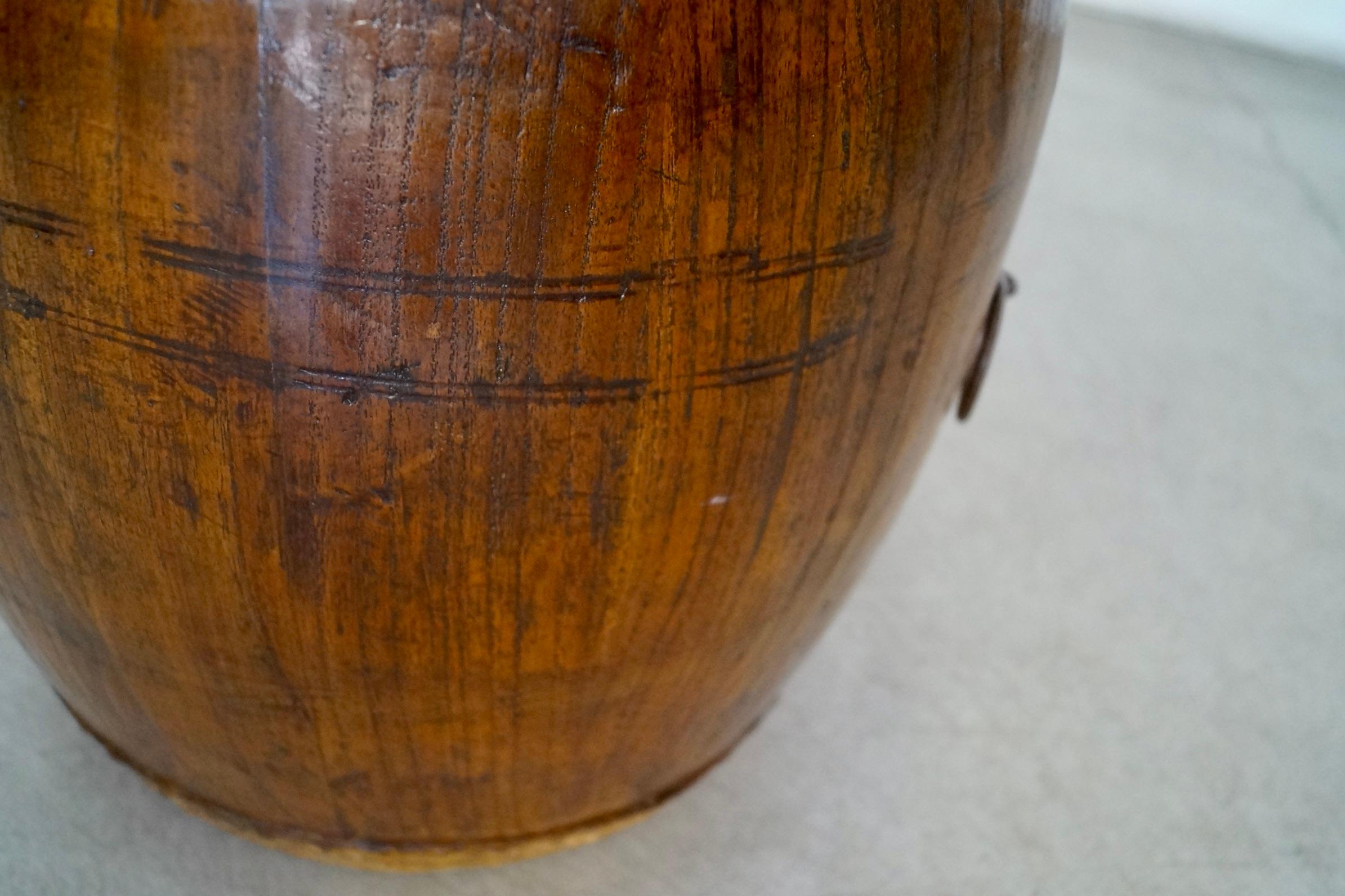 19th Century Asian Antique Leather Drum Stool Table For Sale 9