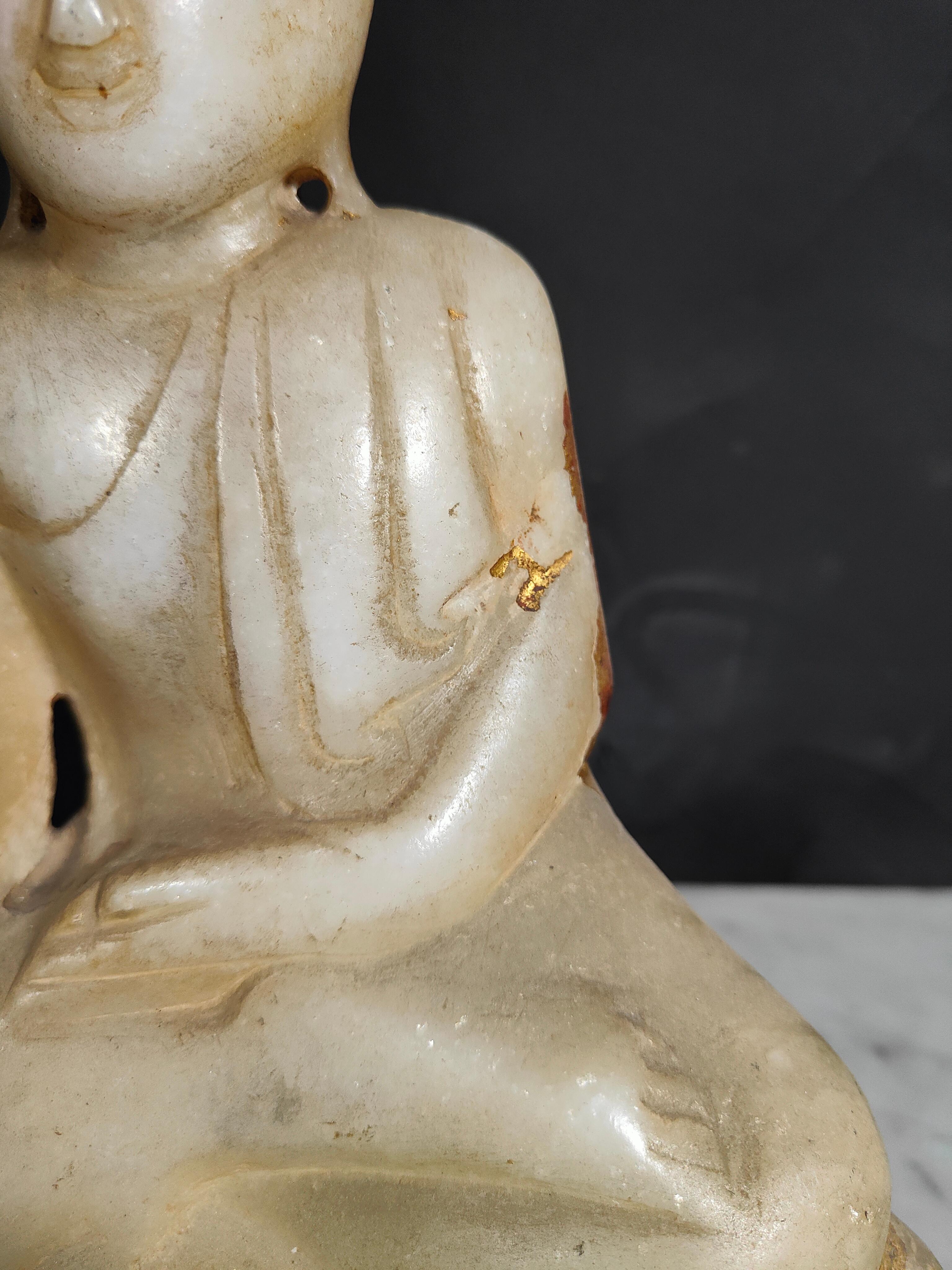 Alabaster 19th Century Asian Buddha For Sale