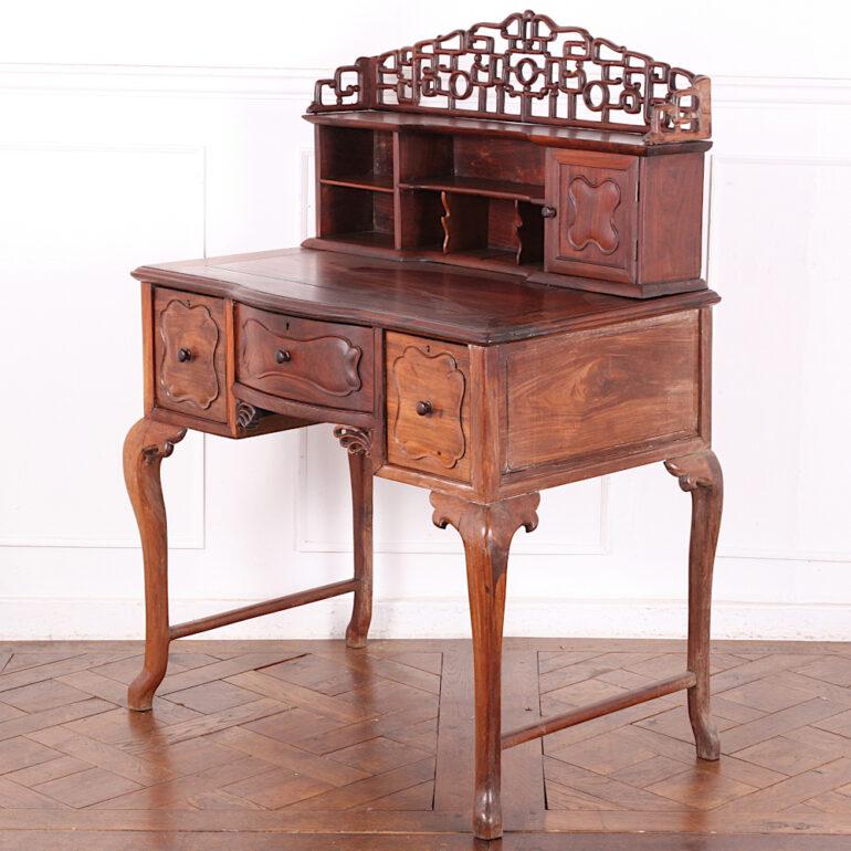 Chinese 19th Century Asian Carved Hardwood Desk Writing Table