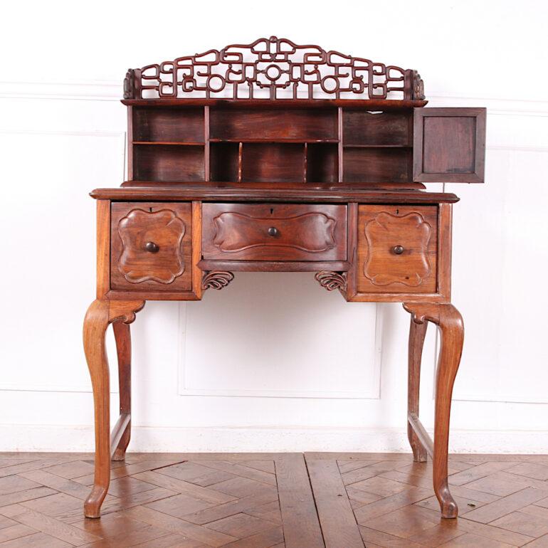 19th Century Asian Carved Hardwood Desk Writing Table 1