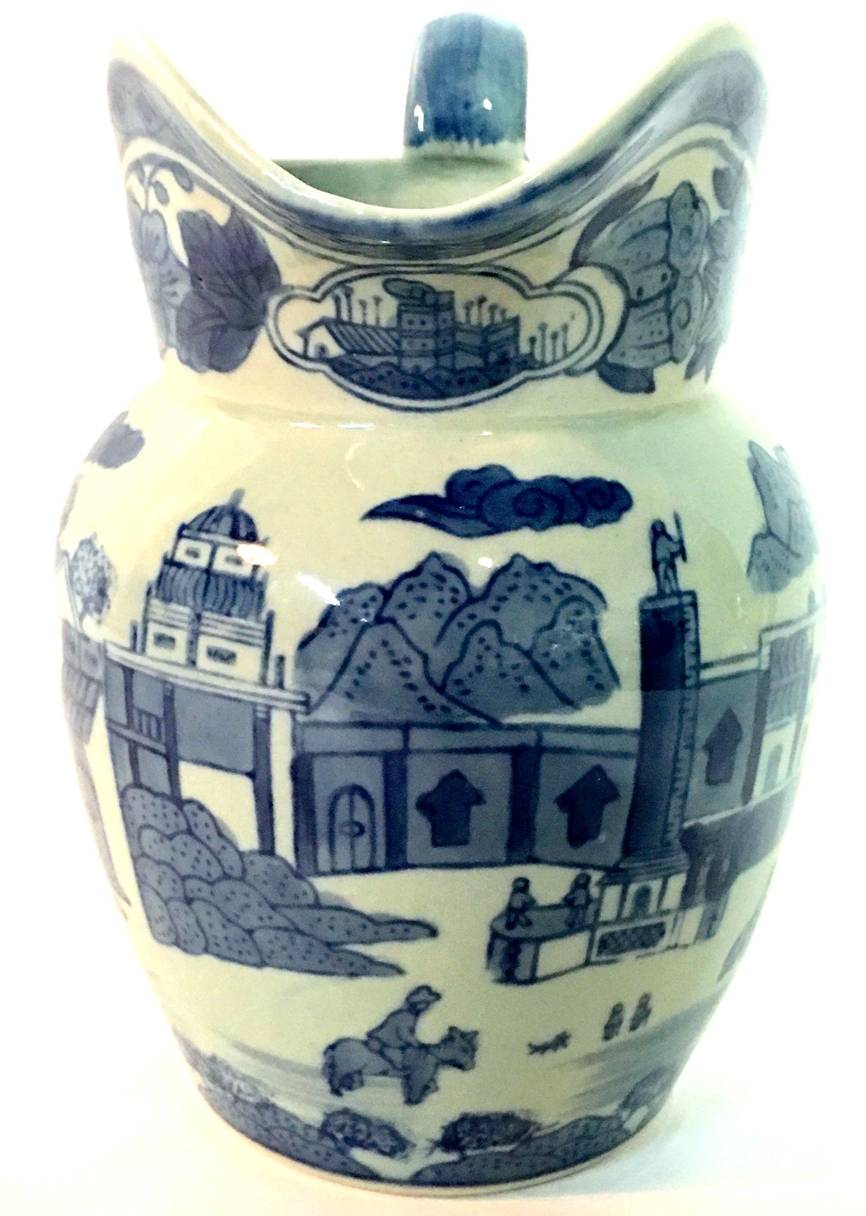 Unknown 19th Century Asian Ceramic Glaze Blue & White Celadon Beverage Pitcher For Sale