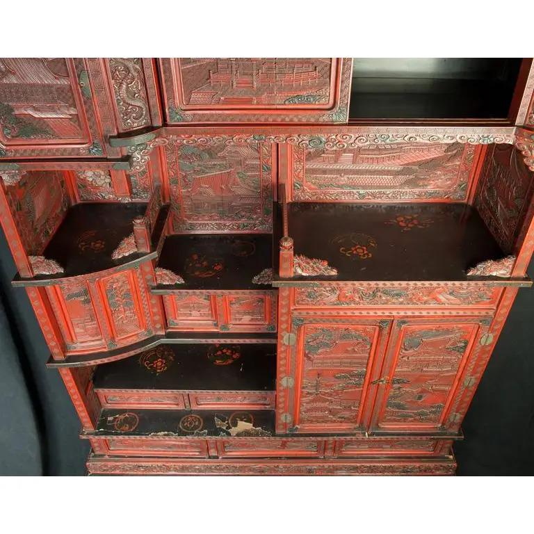  19th Century Japanese Cinnabar / Lacquer Cabinet For Sale 1